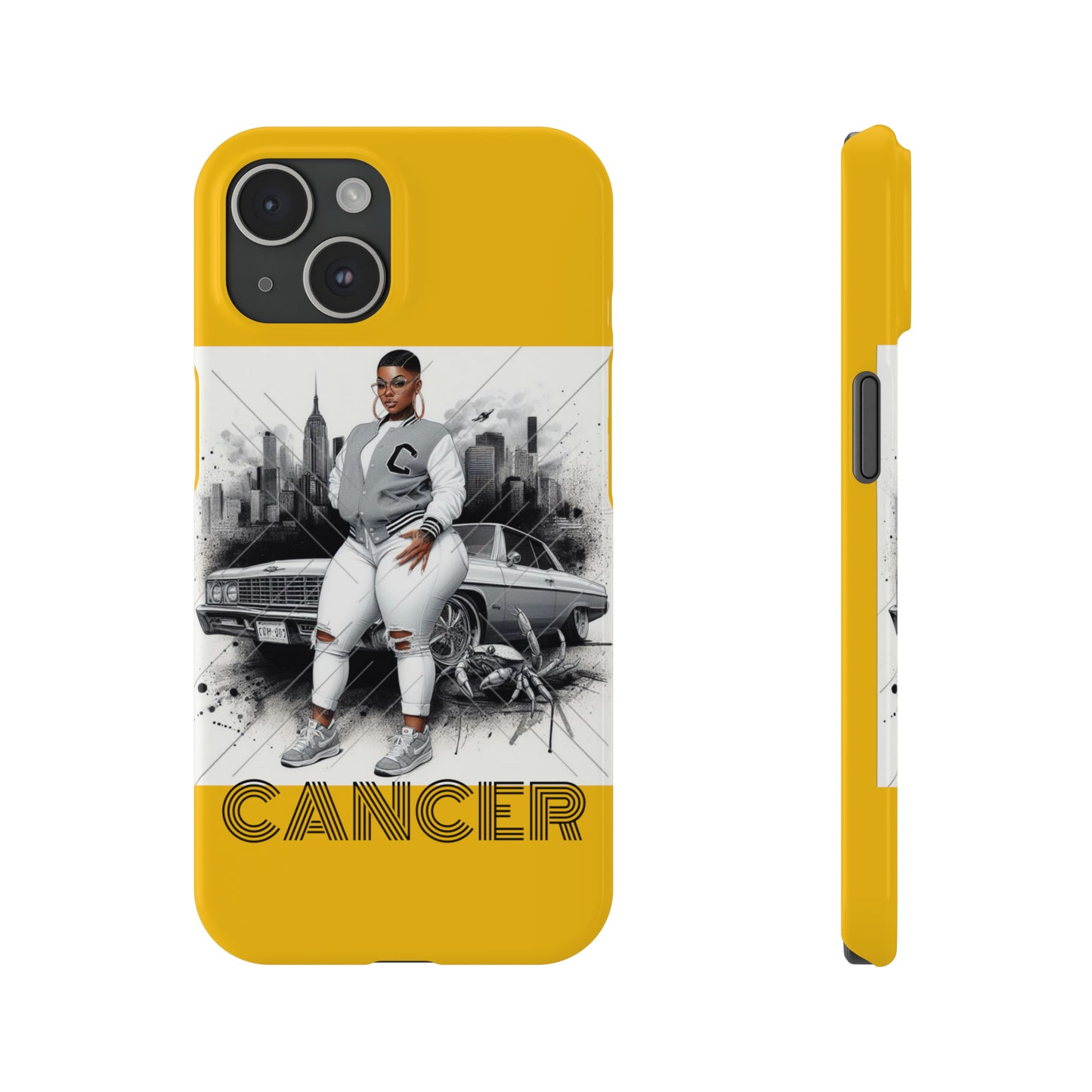 Cancer Yellow Slim Phone Cases - iPhone 15 - Phone Case