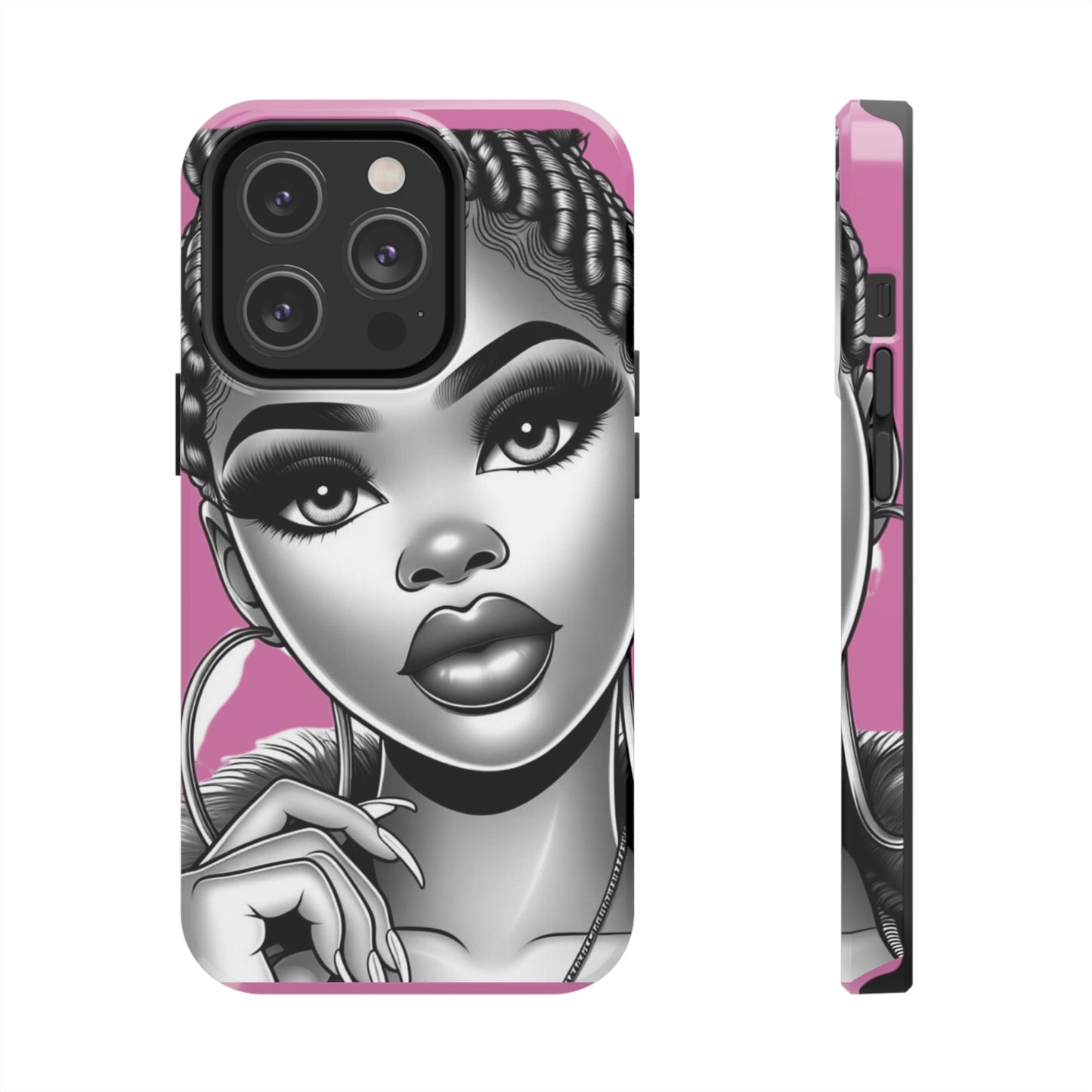 Braid bun pink Tough Phone Cases - iPhone 14 Pro - Phone Case