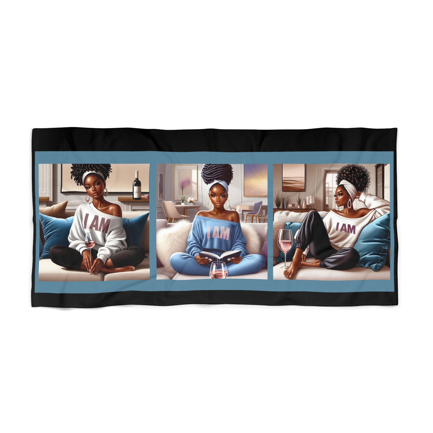 I am Trio blue Beach Towel - 36’ × 72’ - Home Decor