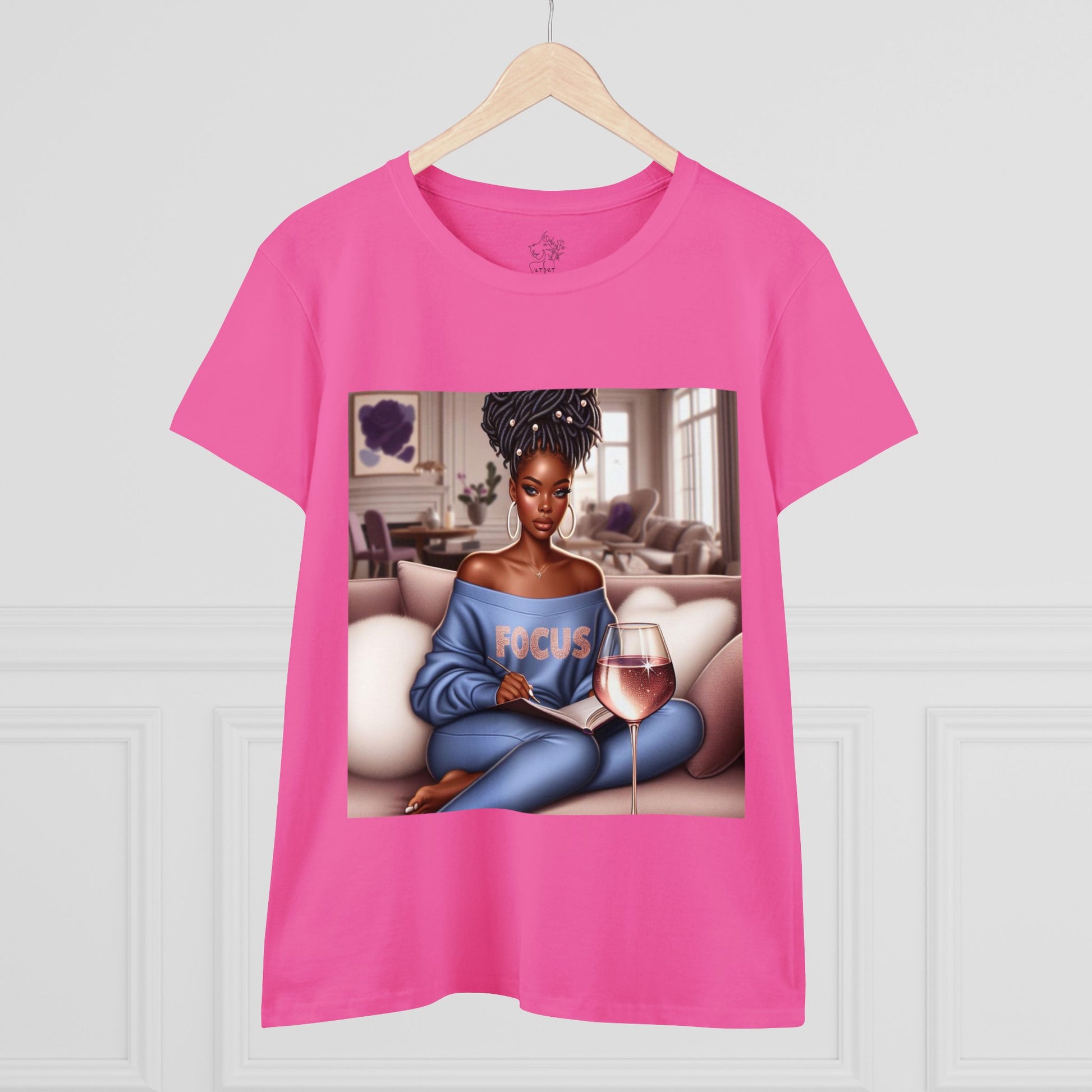 Blue/Pink Focus Midweight Cotton Tee - T-Shirt