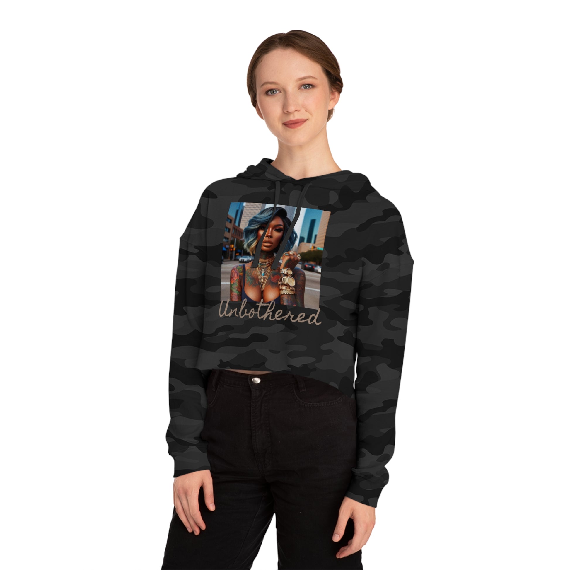 Unbothered Bob Cropped Hooded Sweatshirt - Hoodie