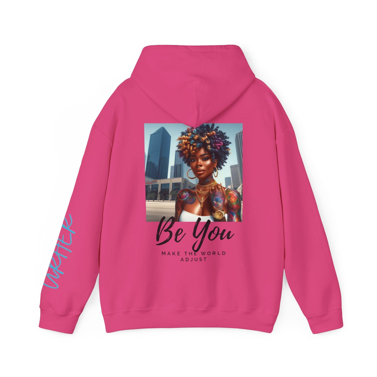 Be You Curly Unisex Heavy Blend Hoodie - Heliconia / S - Hoodie