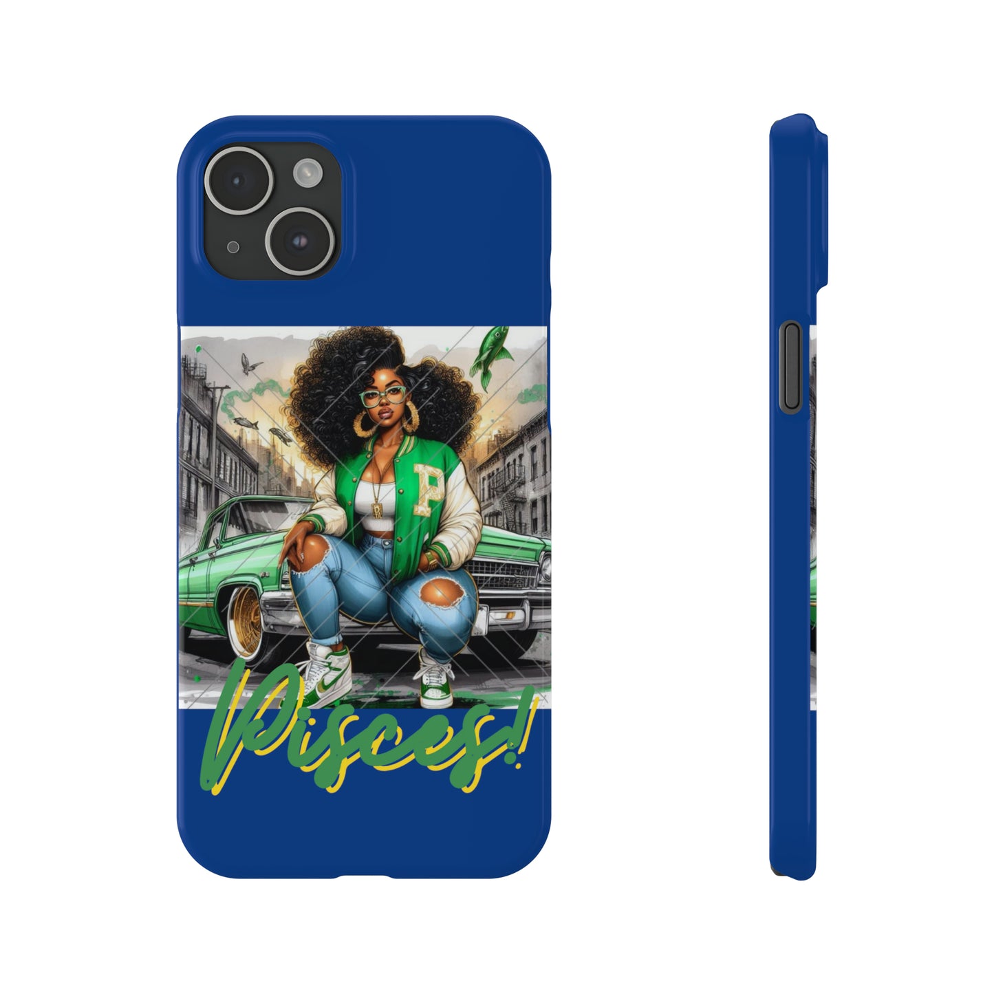 Pisces Blue Slim Phone Cases - iPhone 15 Plus - Phone Case