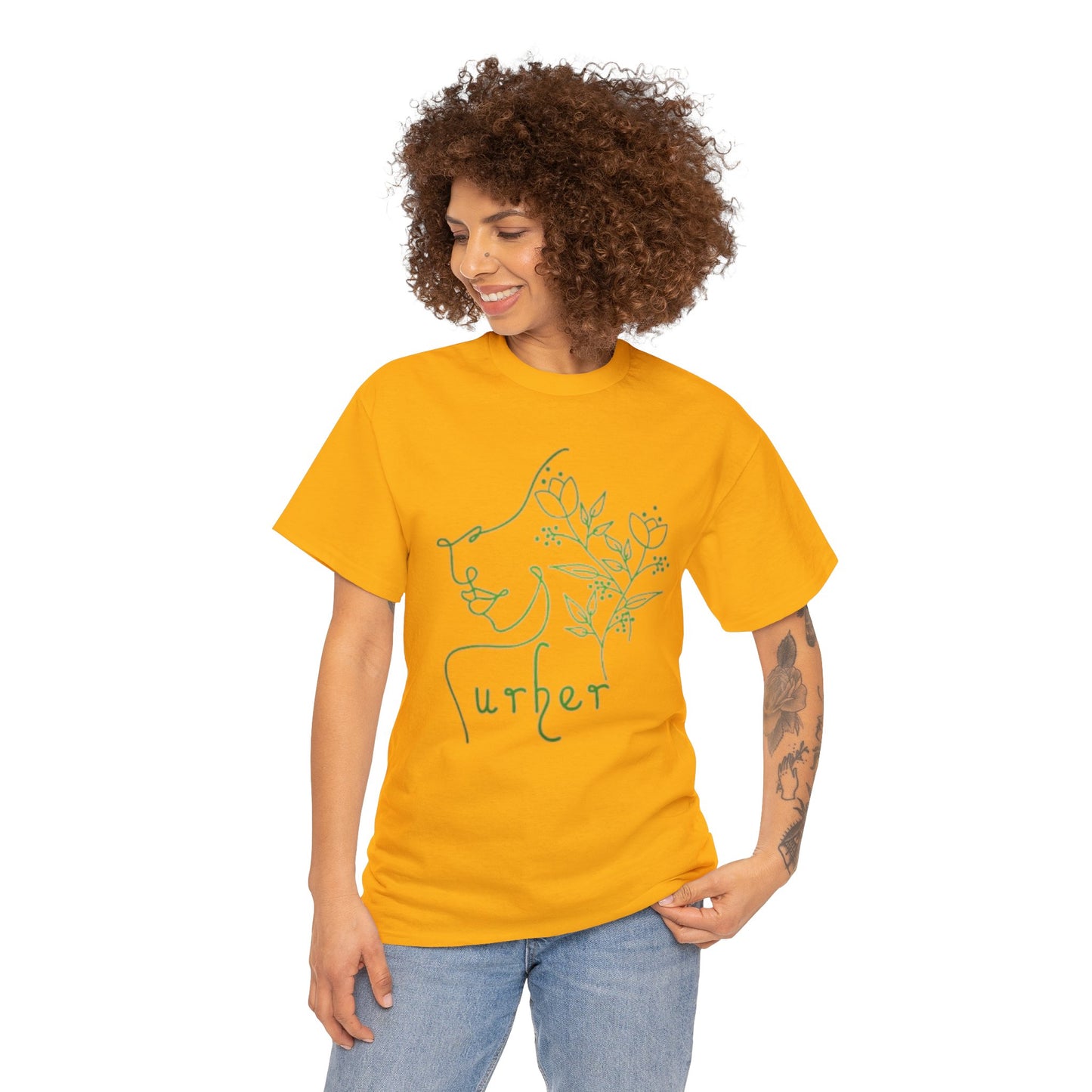 URHER Green Heavy Cotton Tee - T-Shirt