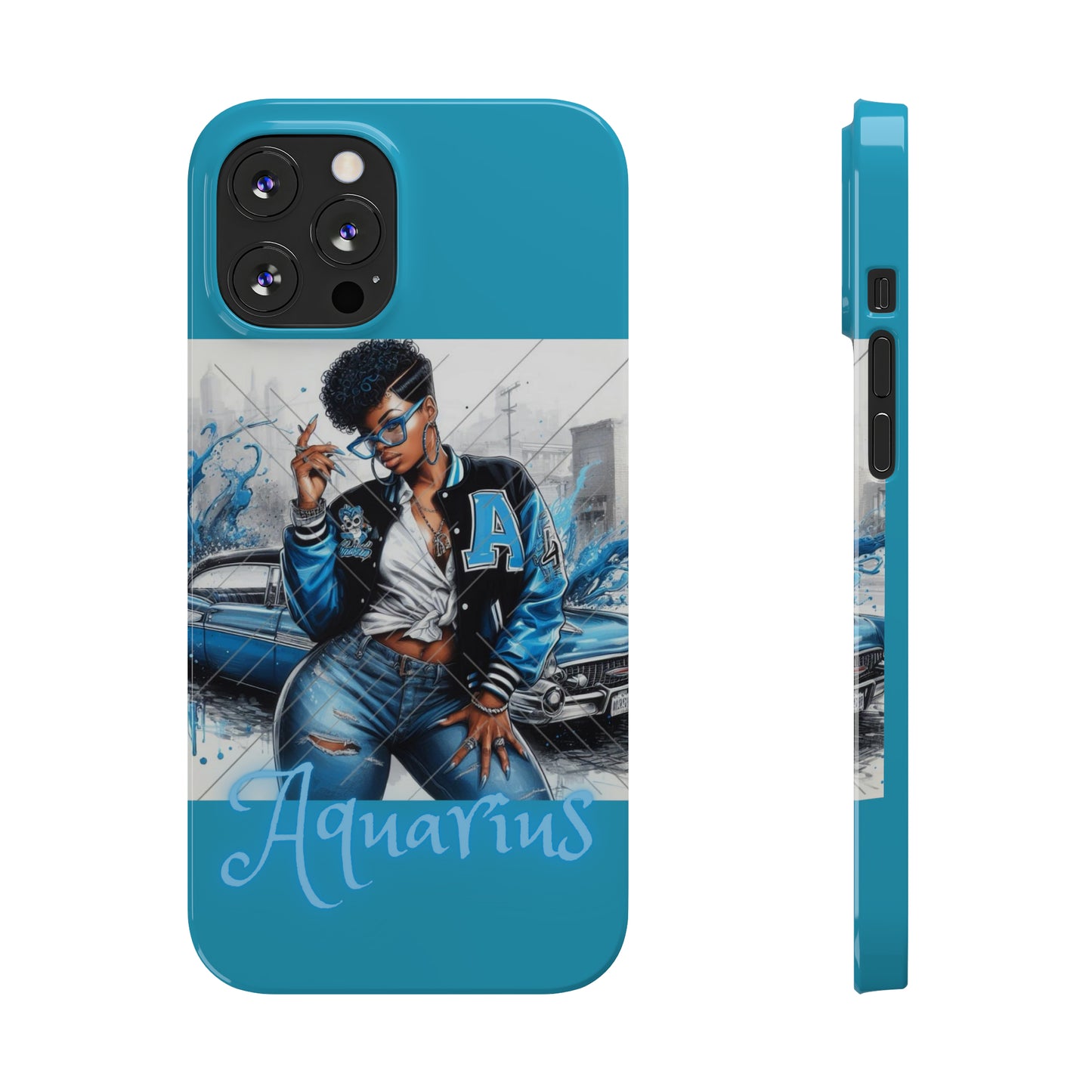 Aquarius Blue Slim Phone Cases - Phone Case