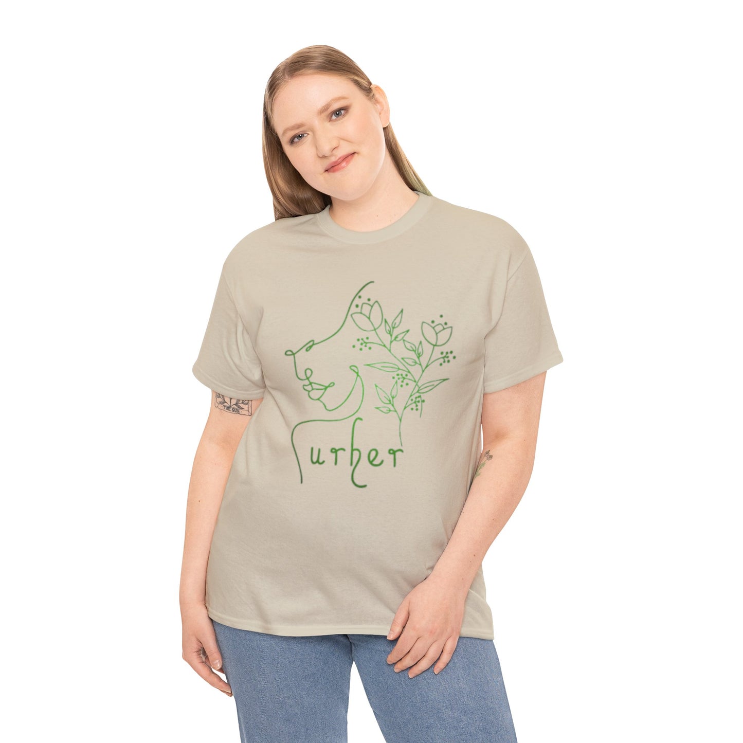 URHER Green Heavy Cotton Tee - T-Shirt