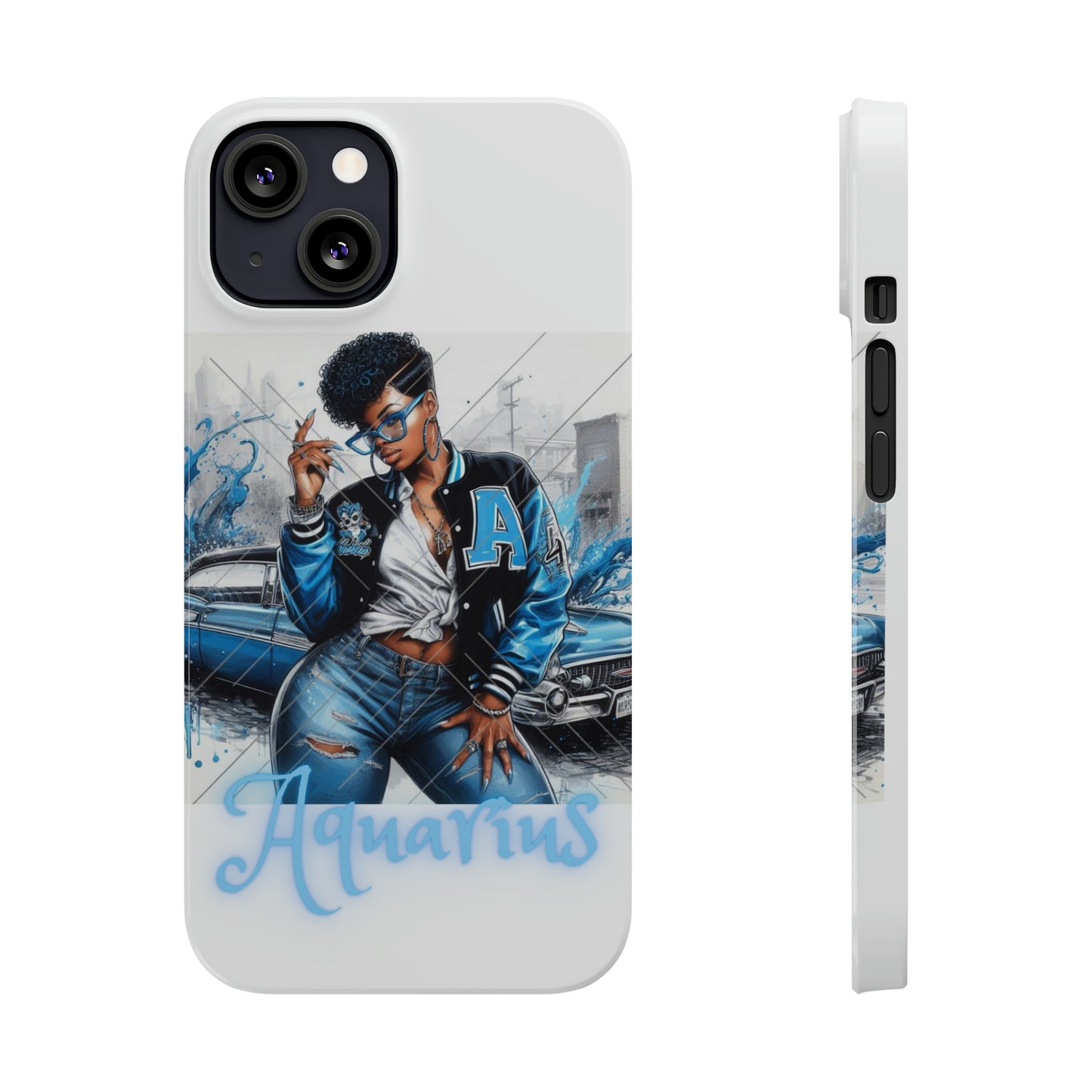 Aquarius white Slim Phone Cases - Phone Case