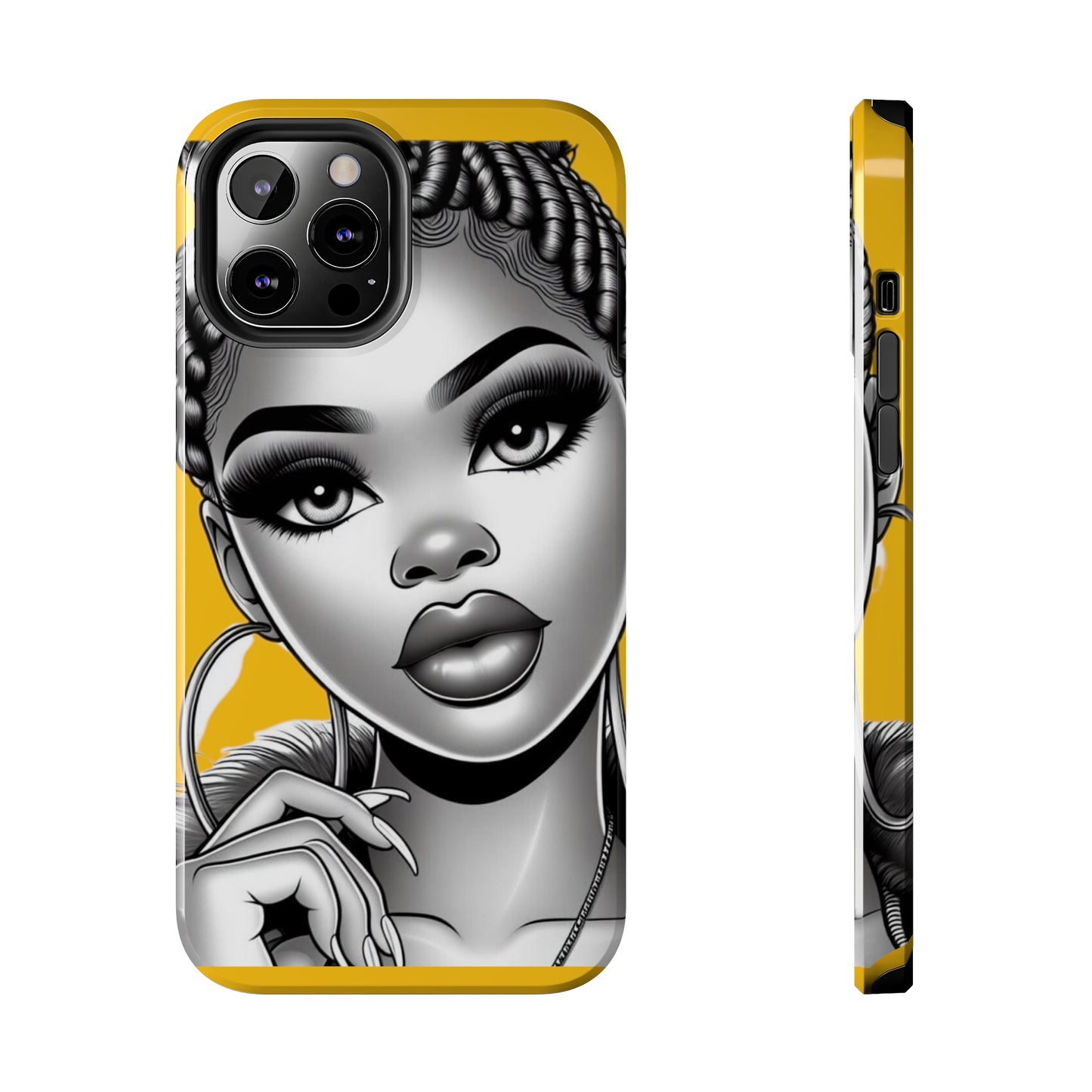 Braid bun Yellow Tough Phone Cases - iPhone 12 Pro Max - Phone Case