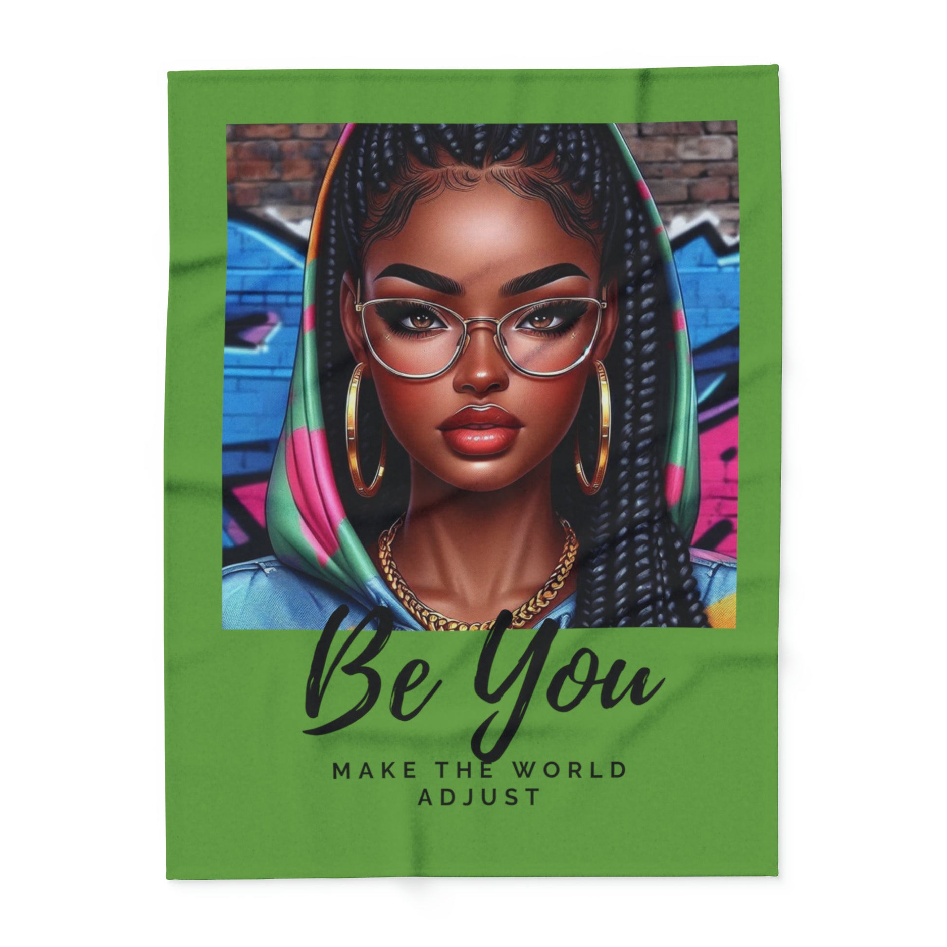 Be you hoodie girl Green Arctic Fleece Blanket - Home Decor