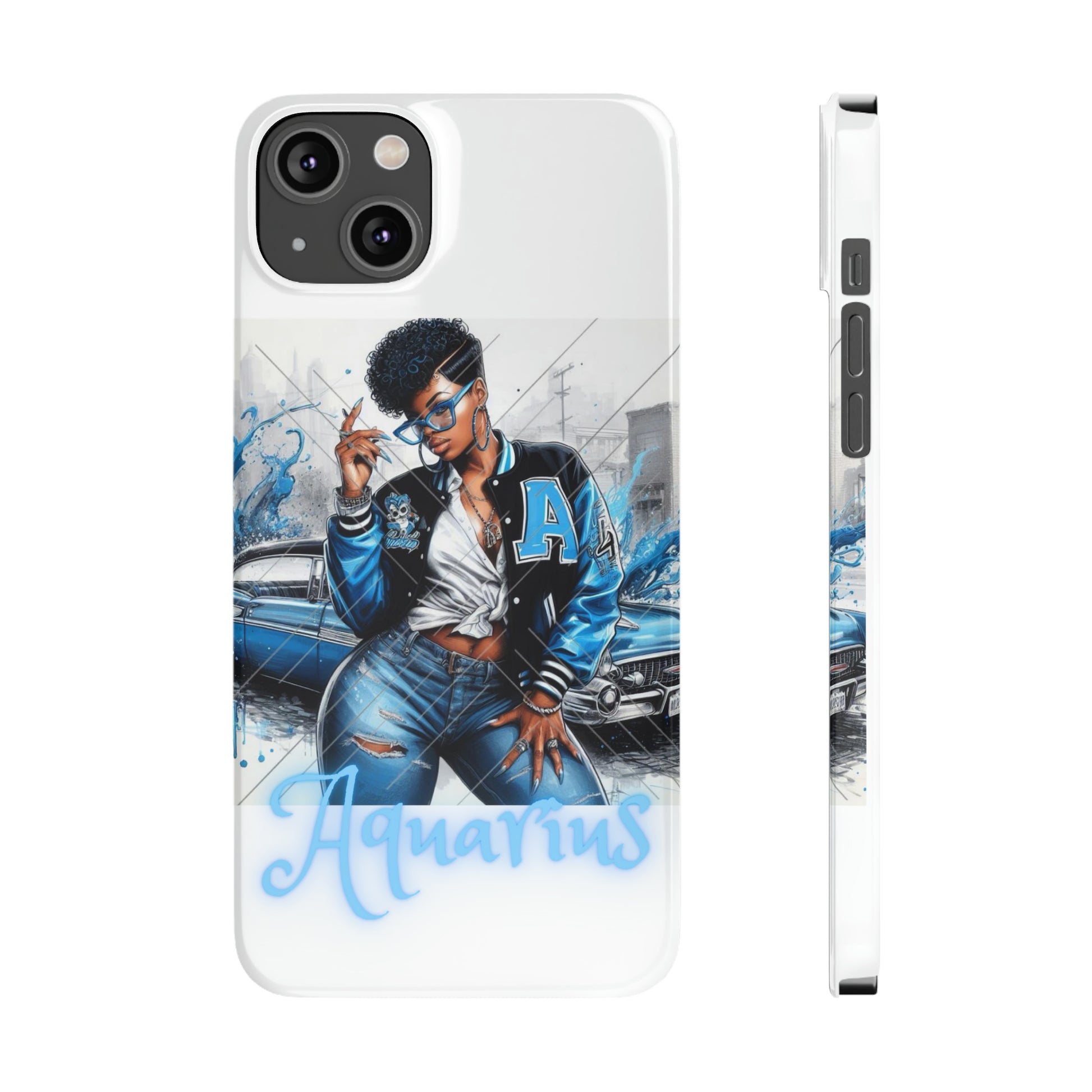 Aquarius white Slim Phone Cases - Phone Case