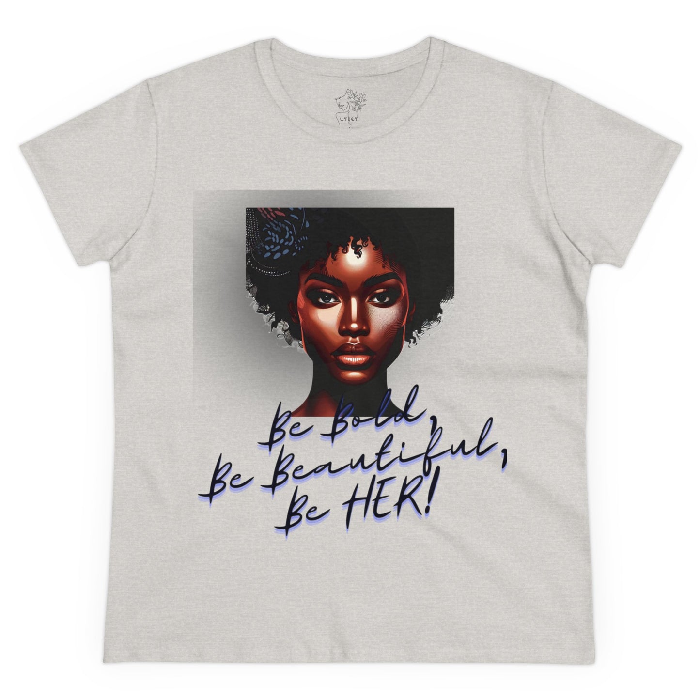 Bold Beautiful Her curly afro woman’s tee - Ash / S - T-Shirt