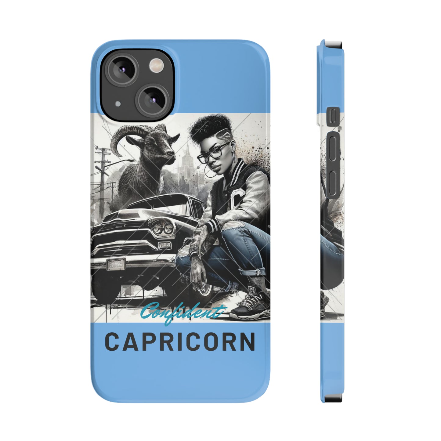 Capricorn Blue Slim Phone Cases - iPhone 14 - Phone Case