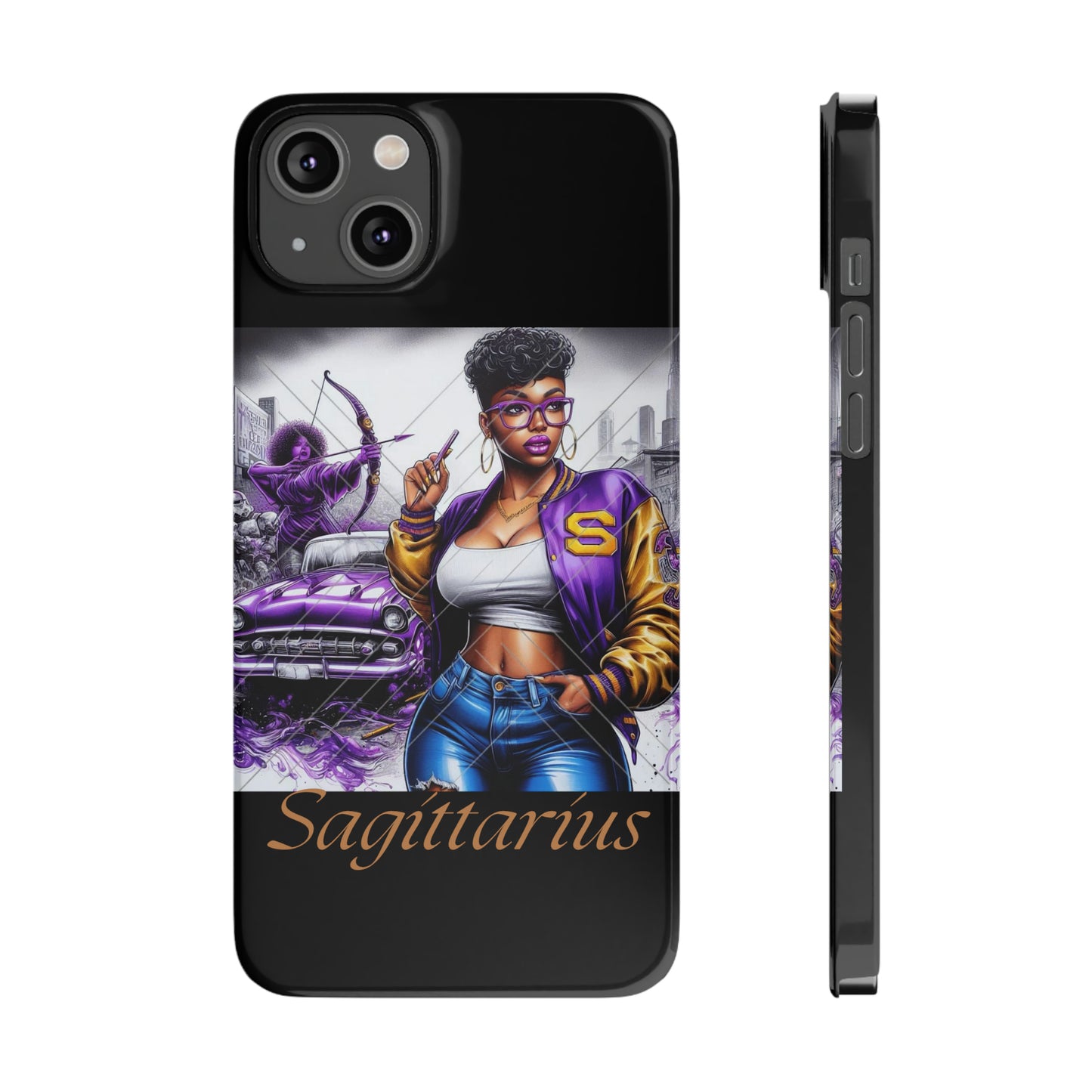 Sagittarius blk Slim Phone Cases - iPhone 14 Plus - Phone Case