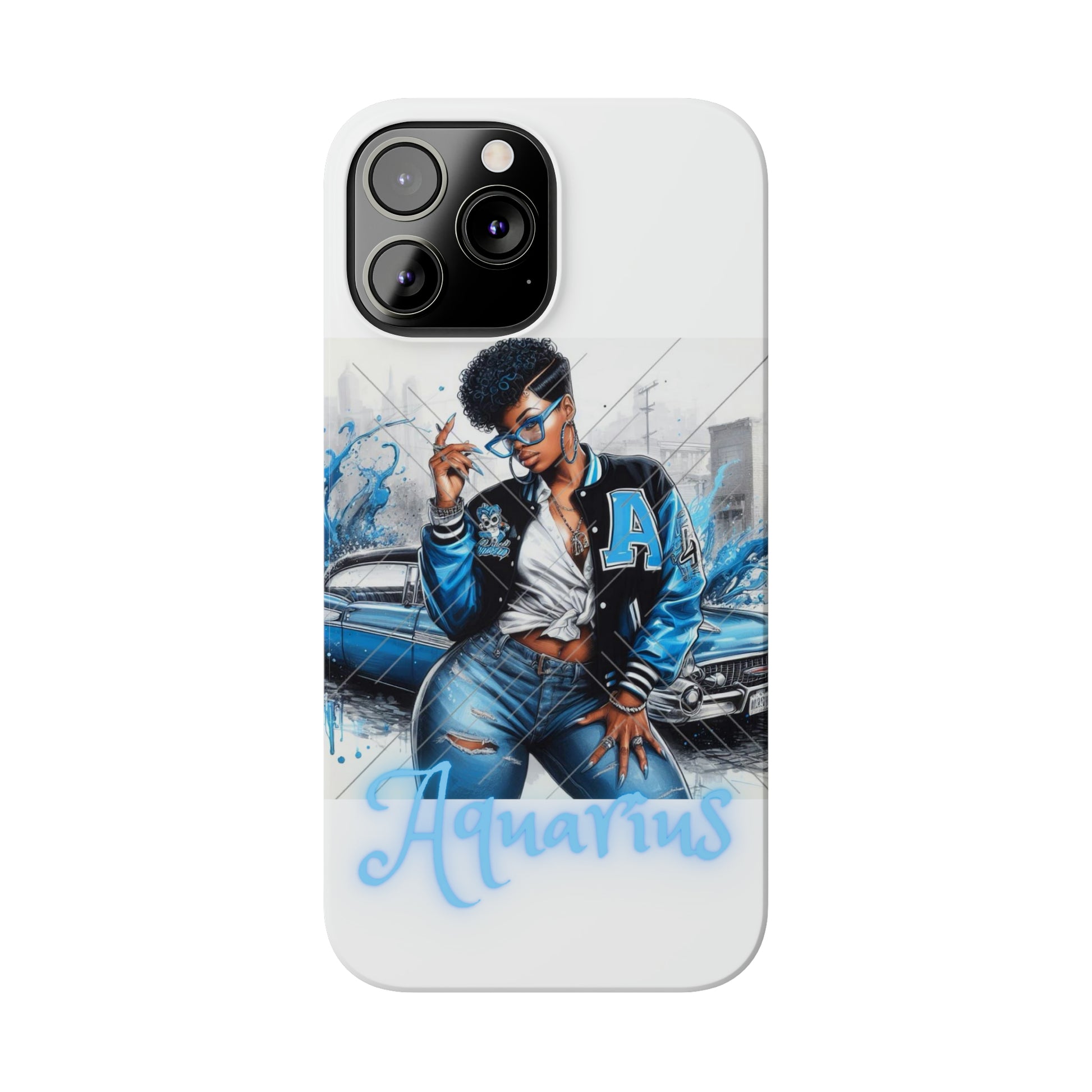 Aquarius white Slim Phone Cases - Phone Case