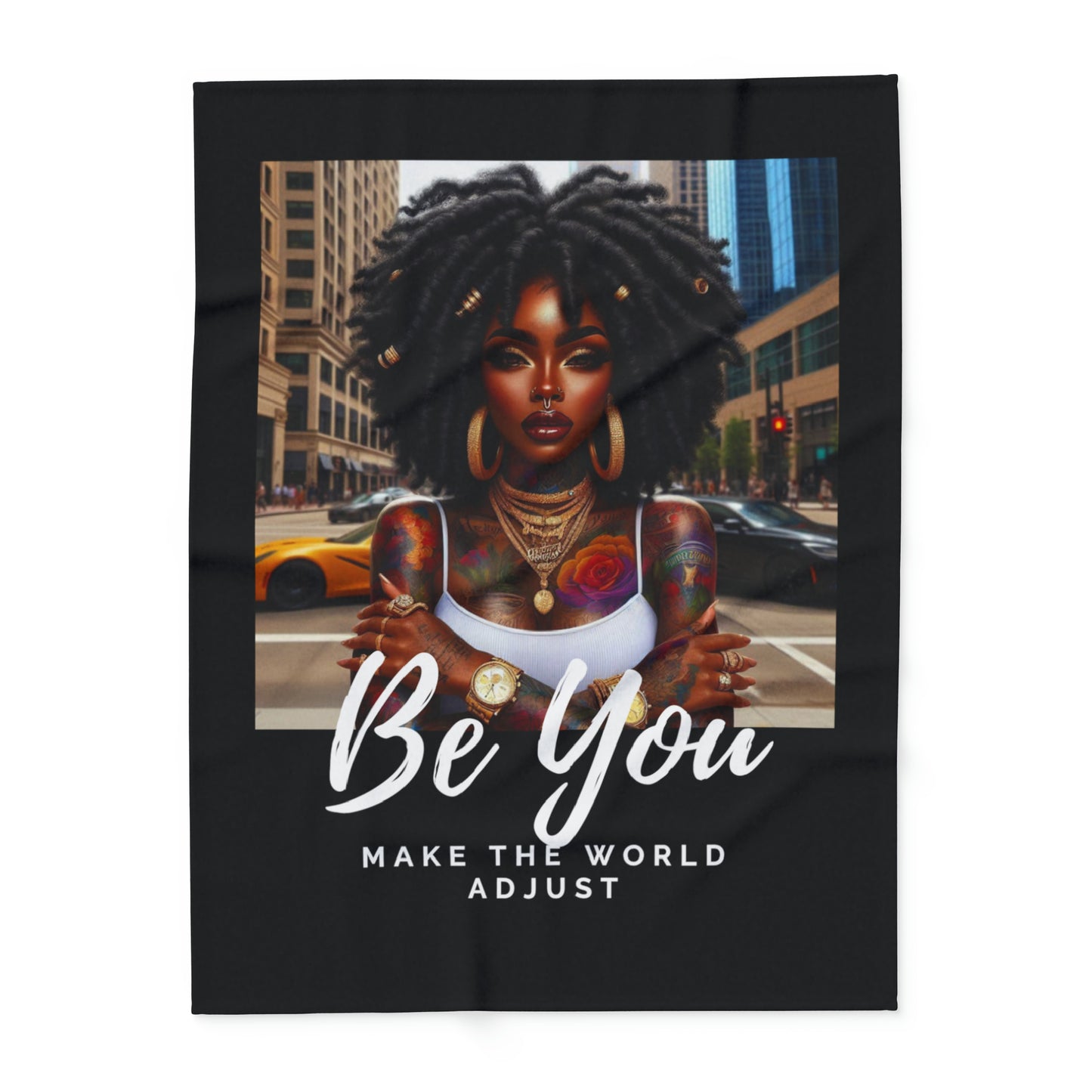 Be you Natural Blk Arctic Fleece Blanket - Home Decor