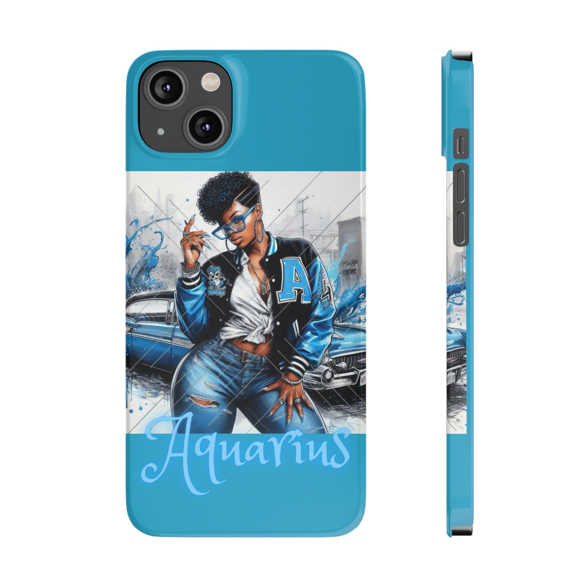 Aquarius Blue Slim Phone Cases - Phone Case