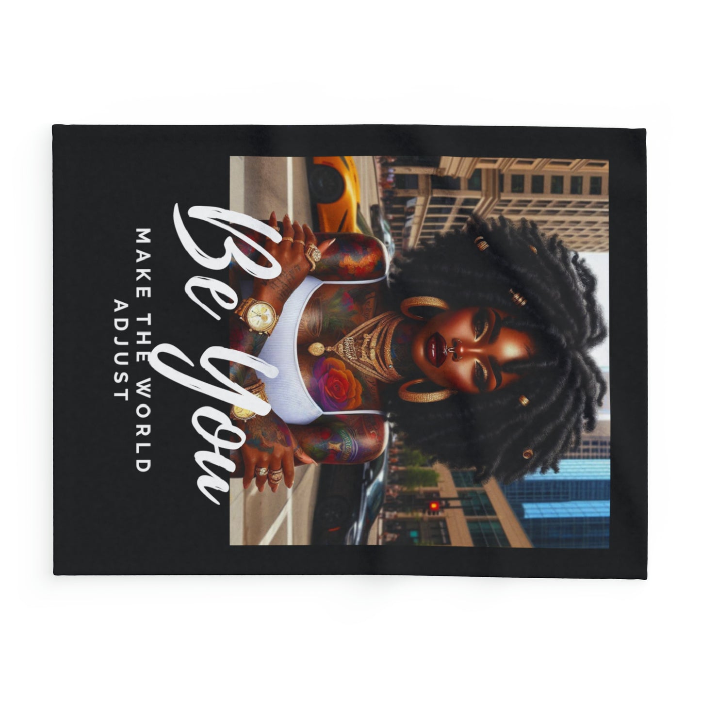 Be you Natural Blk Arctic Fleece Blanket - Home Decor