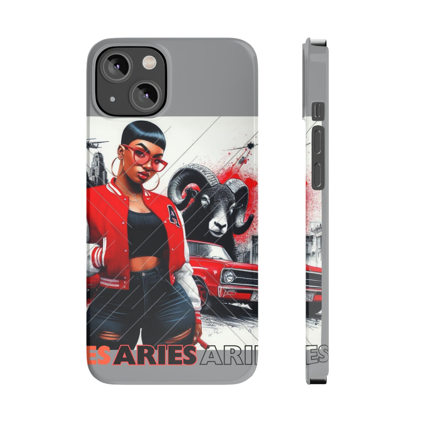 Aries Grey Slim Phone Cases - iPhone 14 - Phone Case