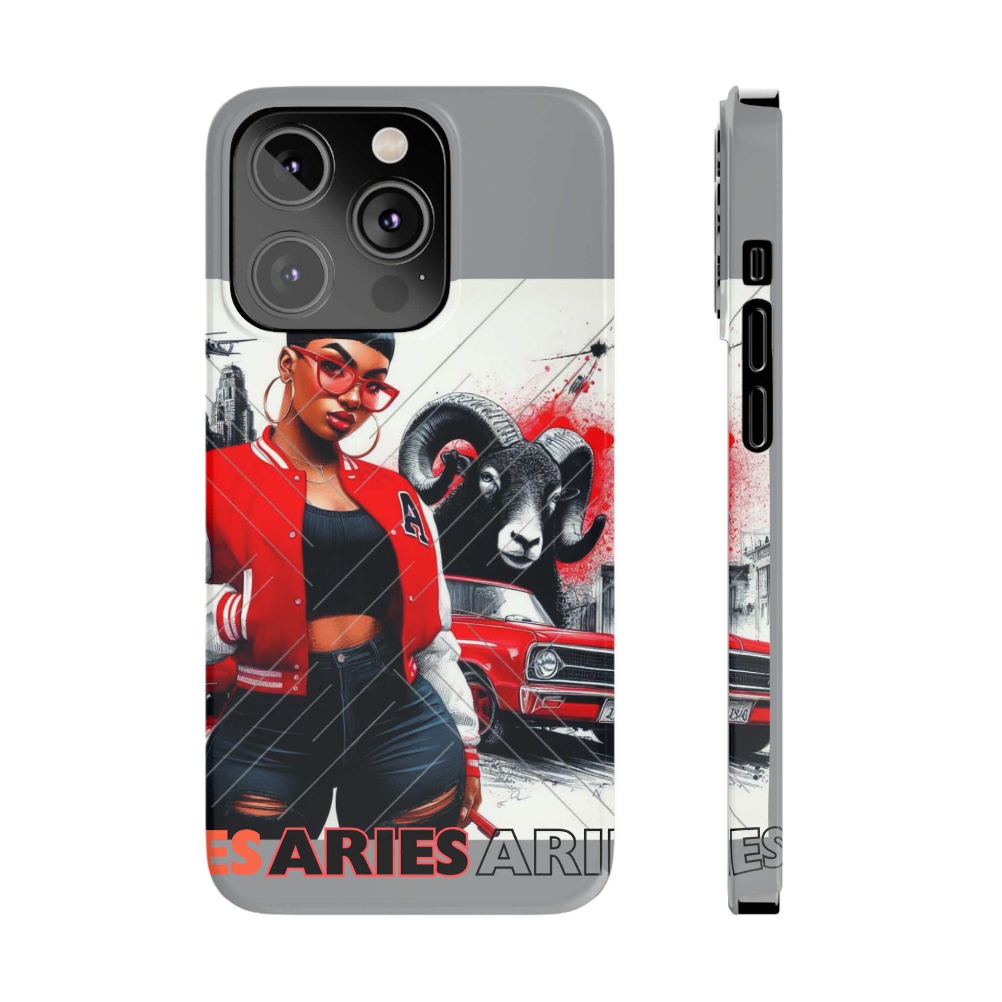 Aries Grey Slim Phone Cases - iPhone 14 Pro - Phone Case