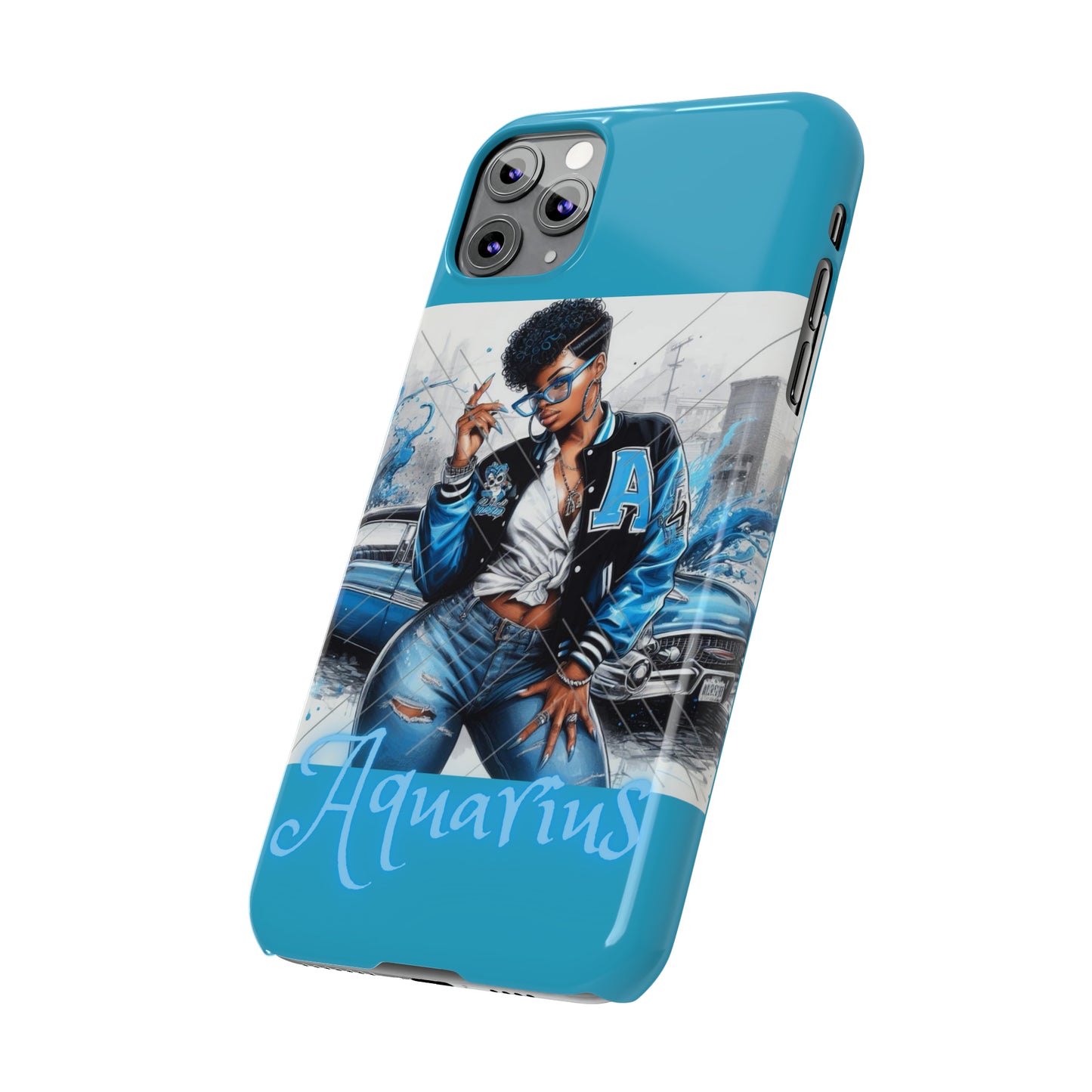 Aquarius Blue Slim Phone Cases - Phone Case