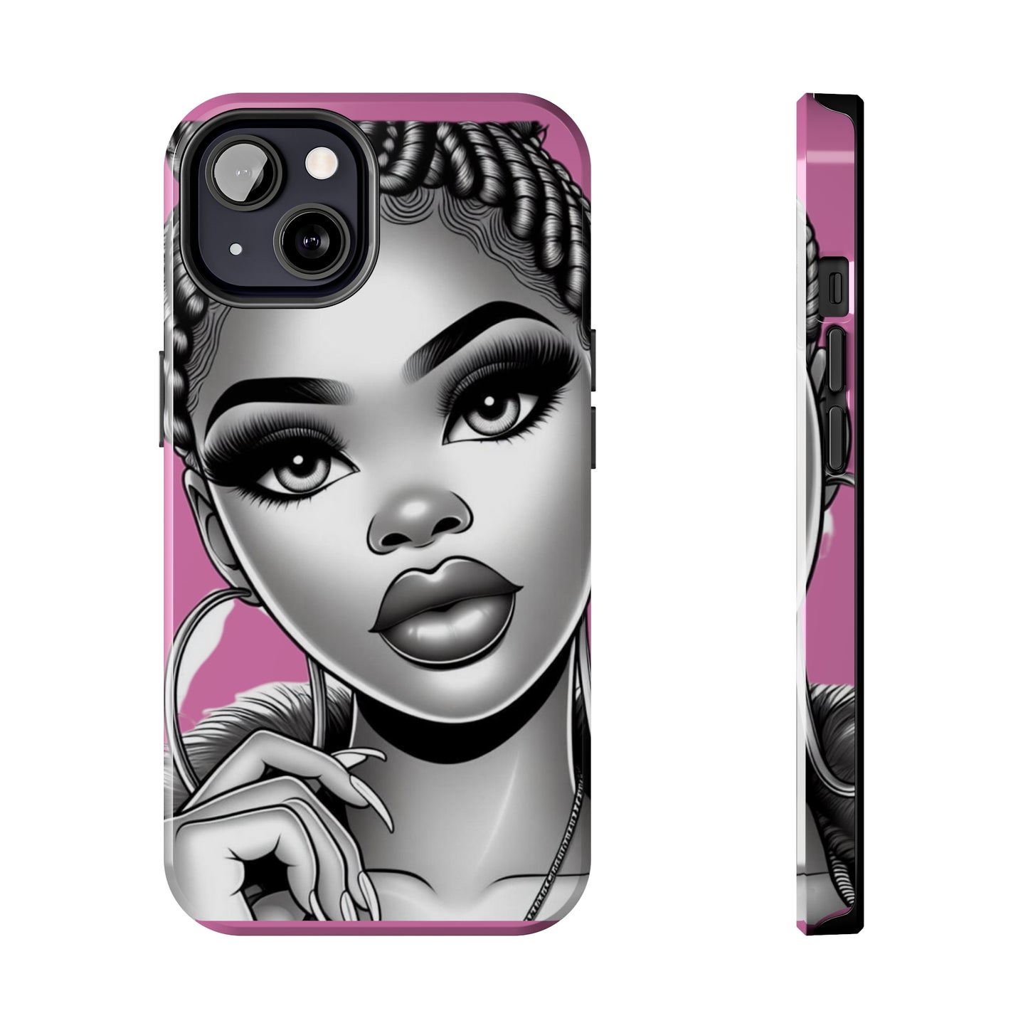 Braid bun pink Tough Phone Cases - iPhone 13 - Phone Case