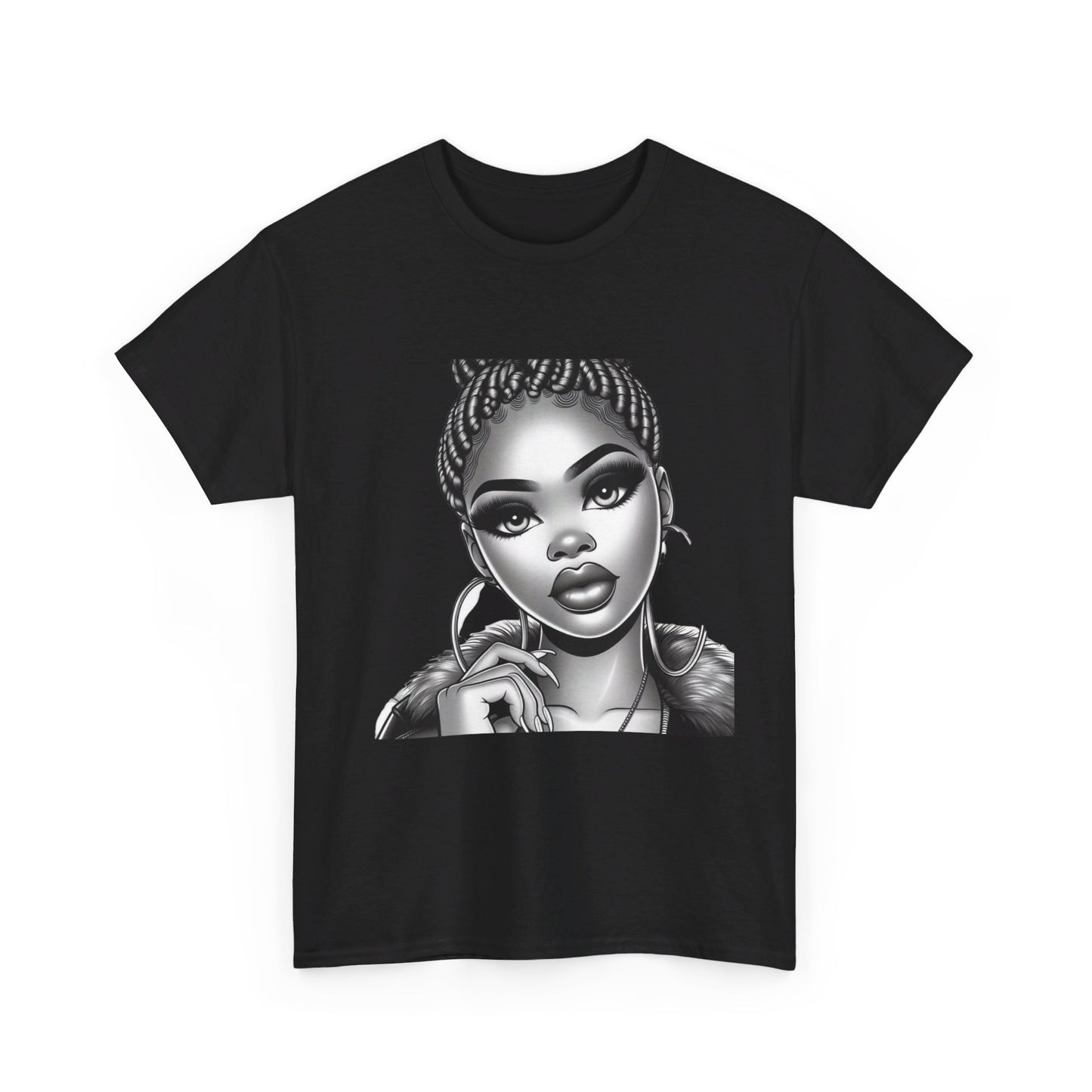 Braid Bun blk/white Unisex Heavy Cotton Tee