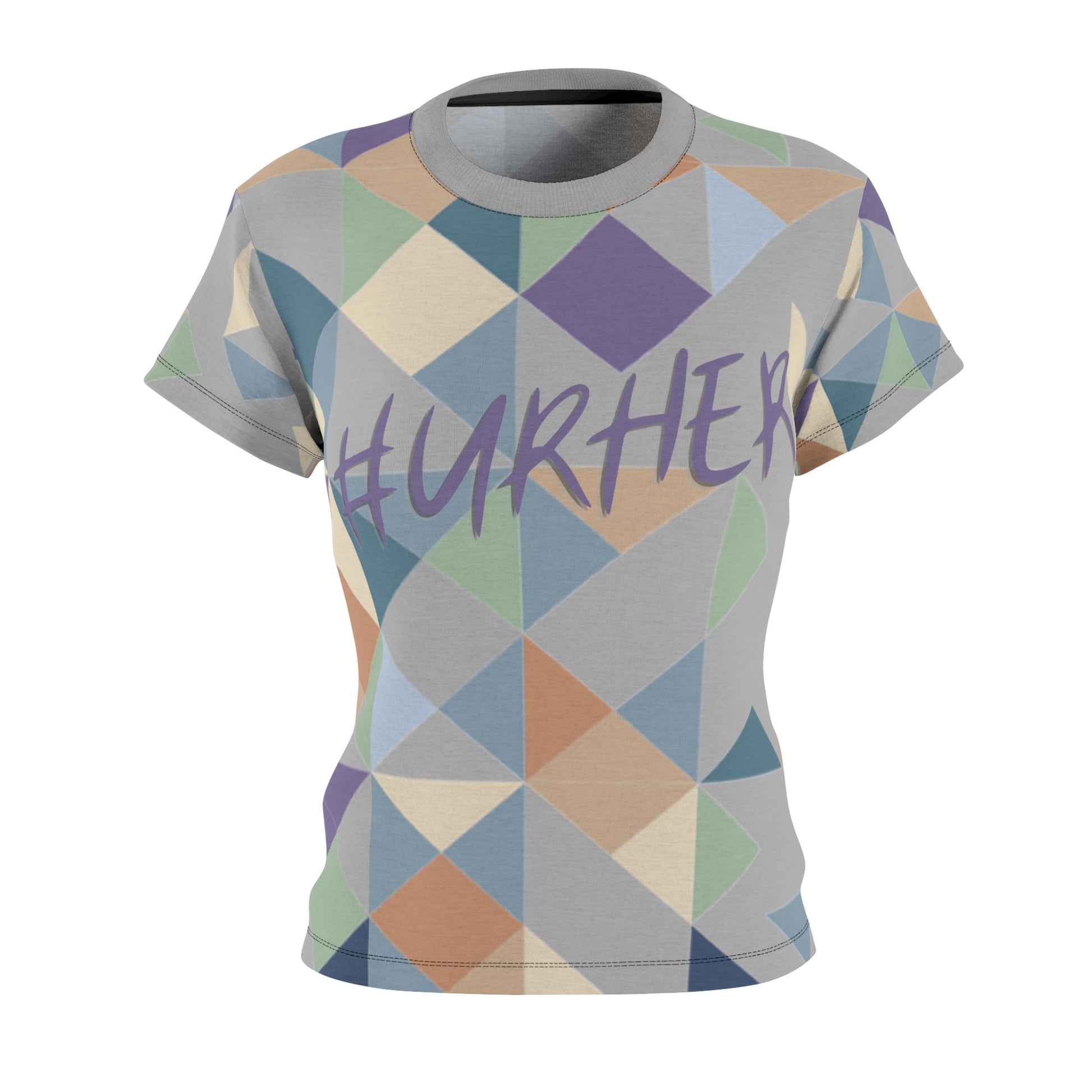 Geo Grey #URHER Shirt - XS / Black stitching / 4 oz. - All Over Prints