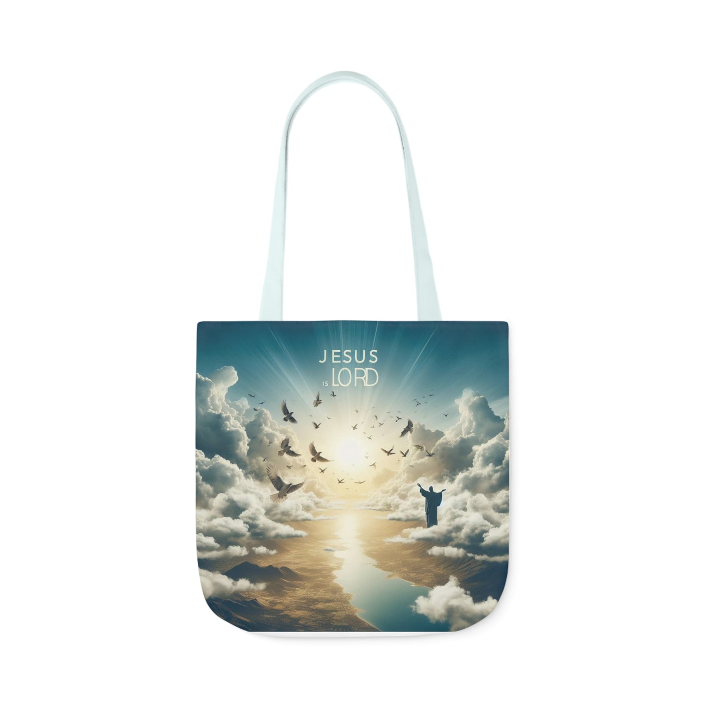 Jesus is Lord Canvas Tote Bag - 18’ × 18’’ / Light blue - Accessories