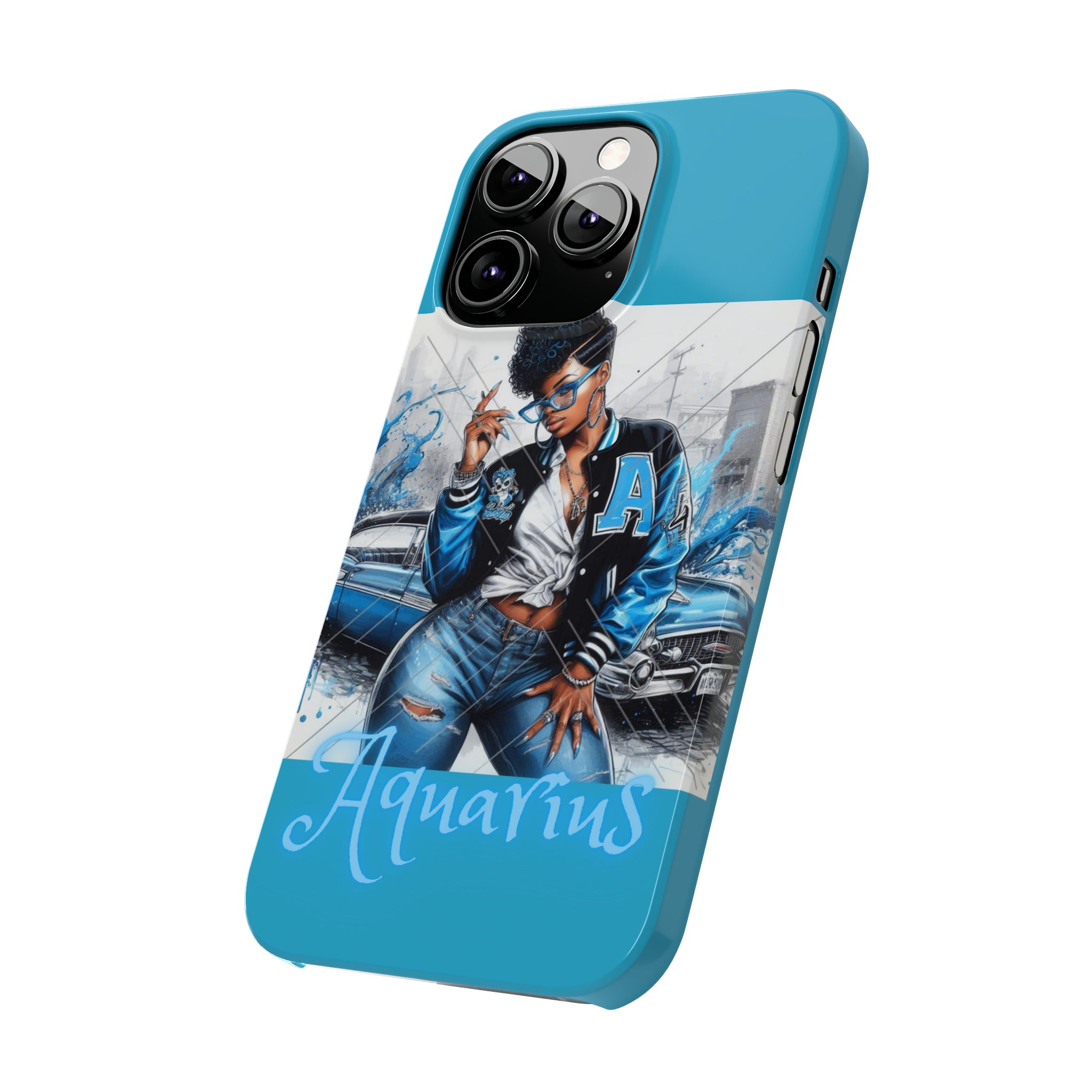 Aquarius Blue Slim Phone Cases - Phone Case