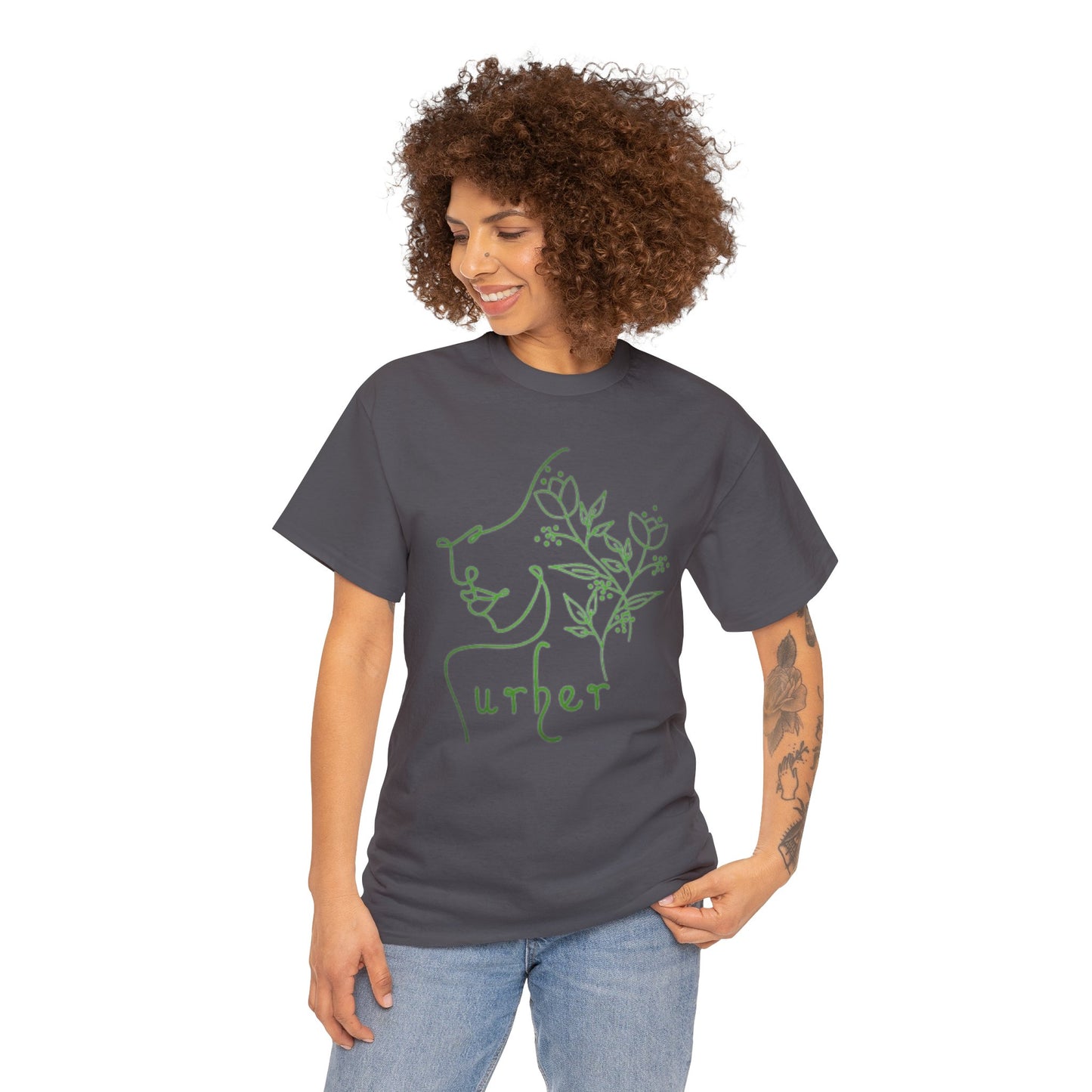 URHER Green Heavy Cotton Tee - T-Shirt