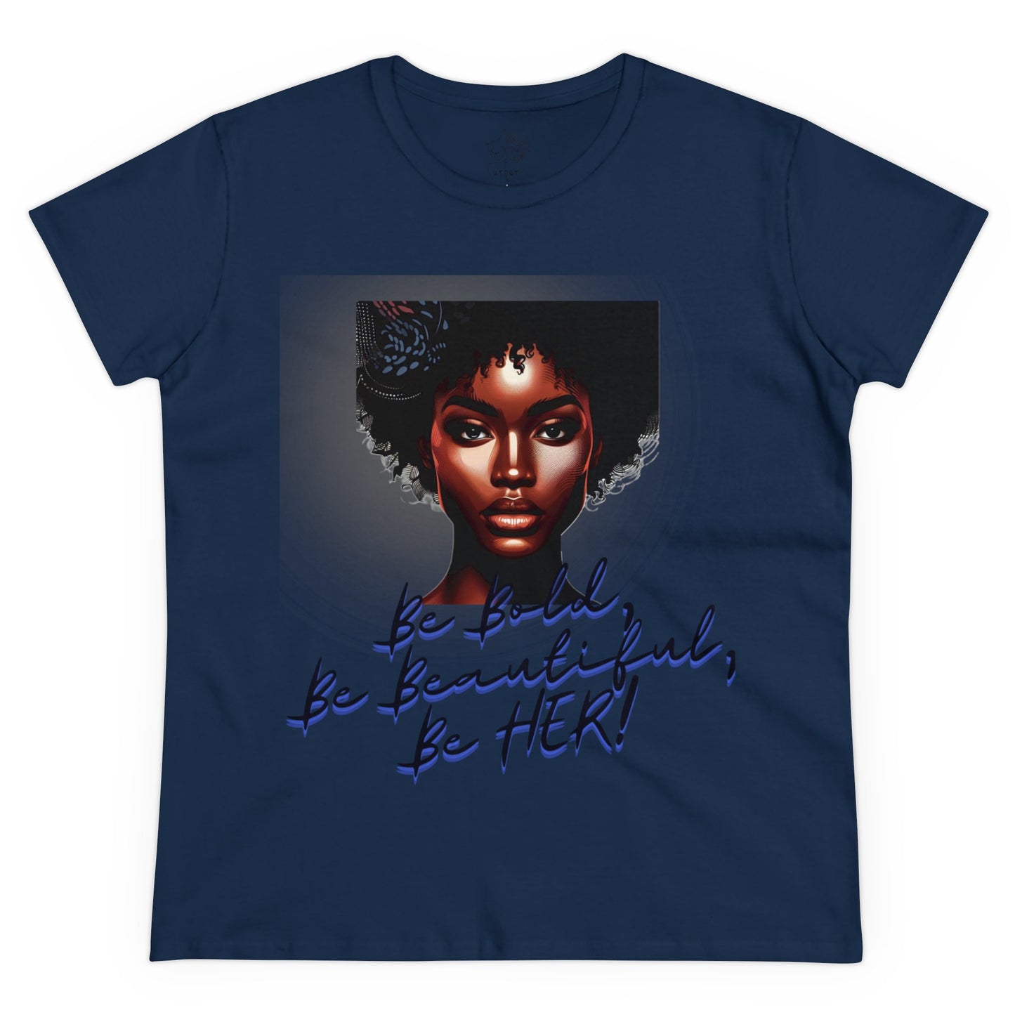 Bold Beautiful Her curly afro woman’s tee - Navy / S - T-Shirt