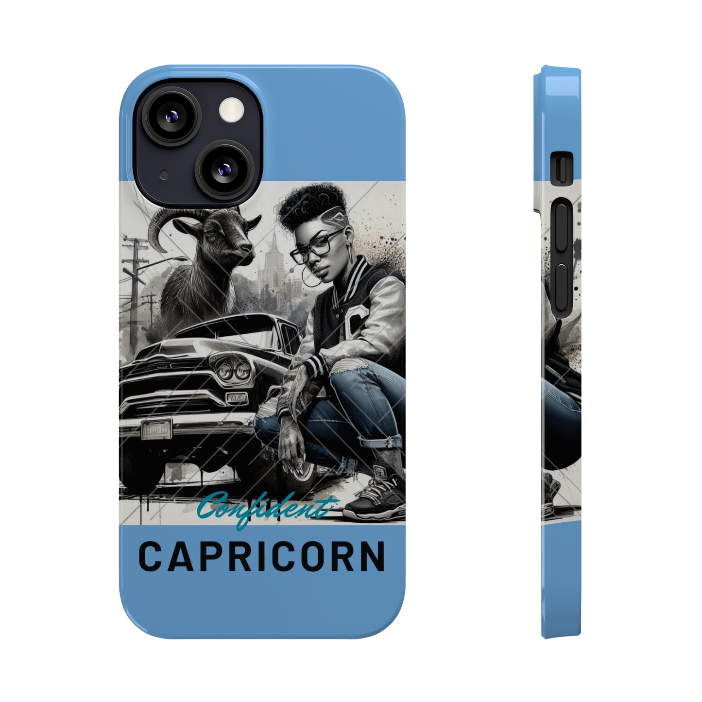 Capricorn Blue Slim Phone Cases - iPhone 13 Mini - Phone Case