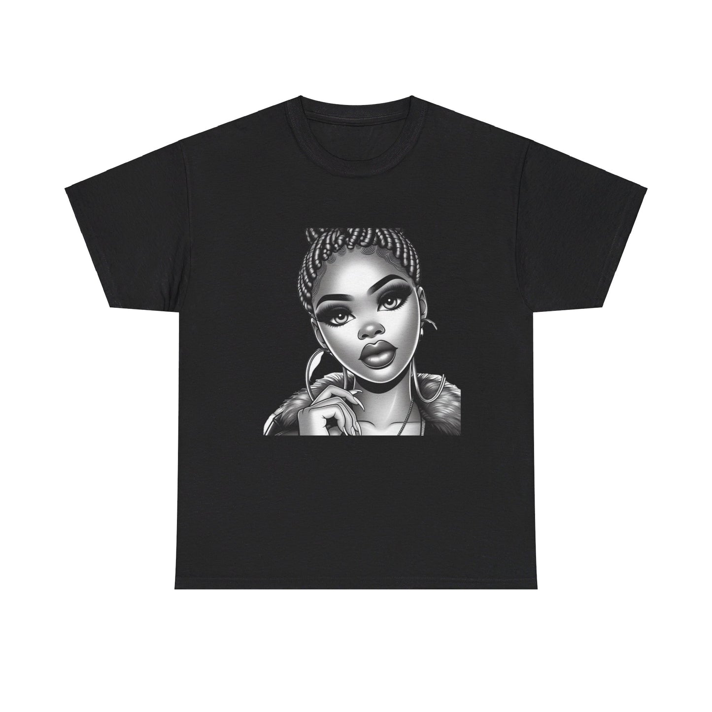 Braid Bun blk/white Unisex Heavy Cotton Tee