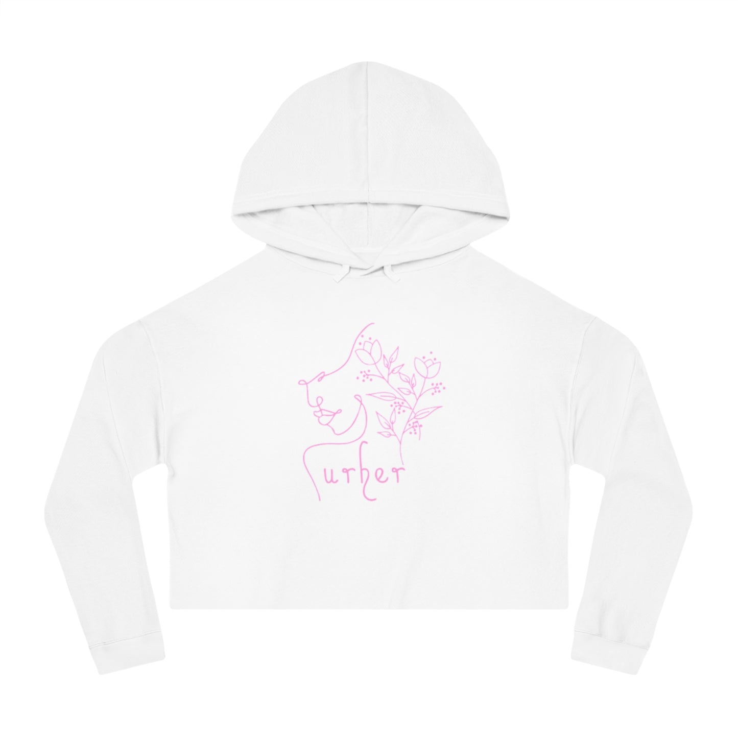 URHER Pink Cropped Hooded Sweatshirt - White / XS - Hoodie