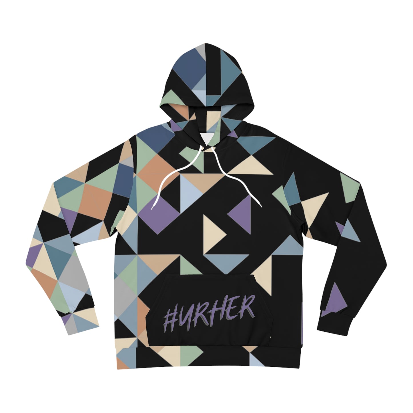 Black Geo Purple Unisex Pullover Hoodie - XL / Seam thread color automatically matched to design - All Over Prints