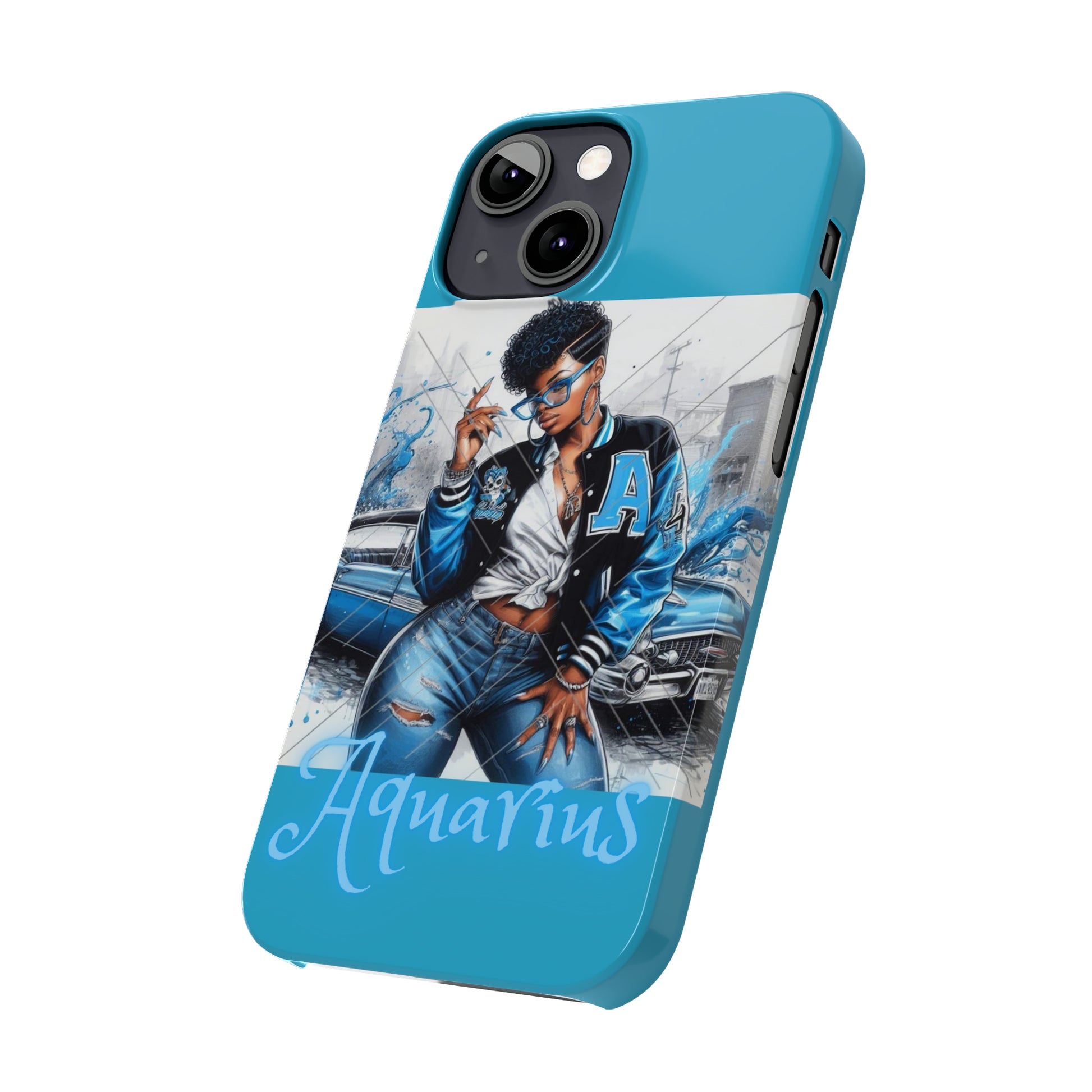 Aquarius Blue Slim Phone Cases - Phone Case