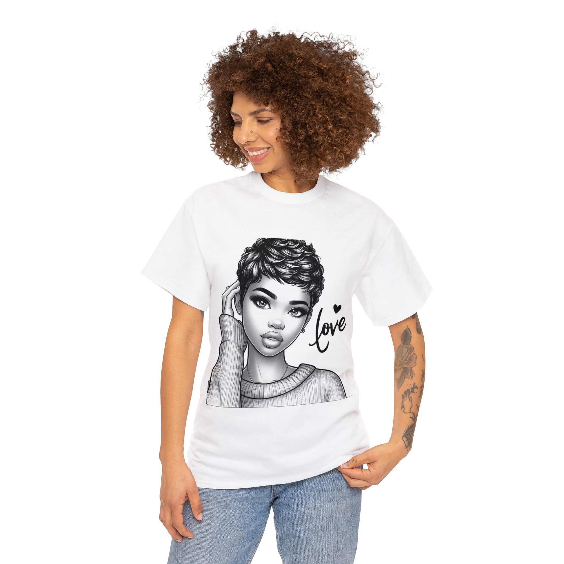 Love blk/wht Unisex Heavy Cotton Tee - T-Shirt