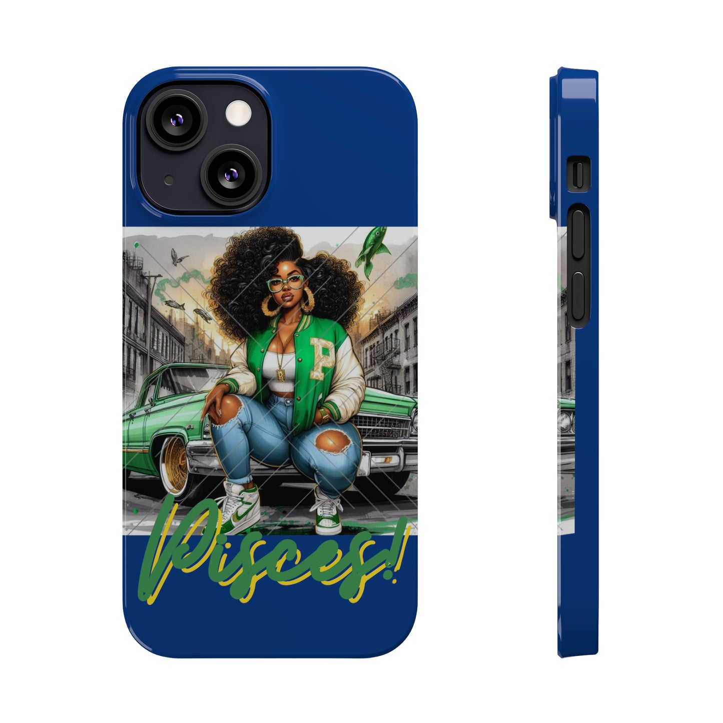 Pisces Blue Slim Phone Cases - iPhone 13 Mini - Phone Case