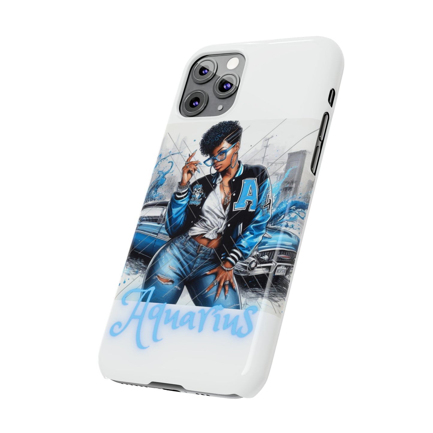 Aquarius white Slim Phone Cases - Phone Case