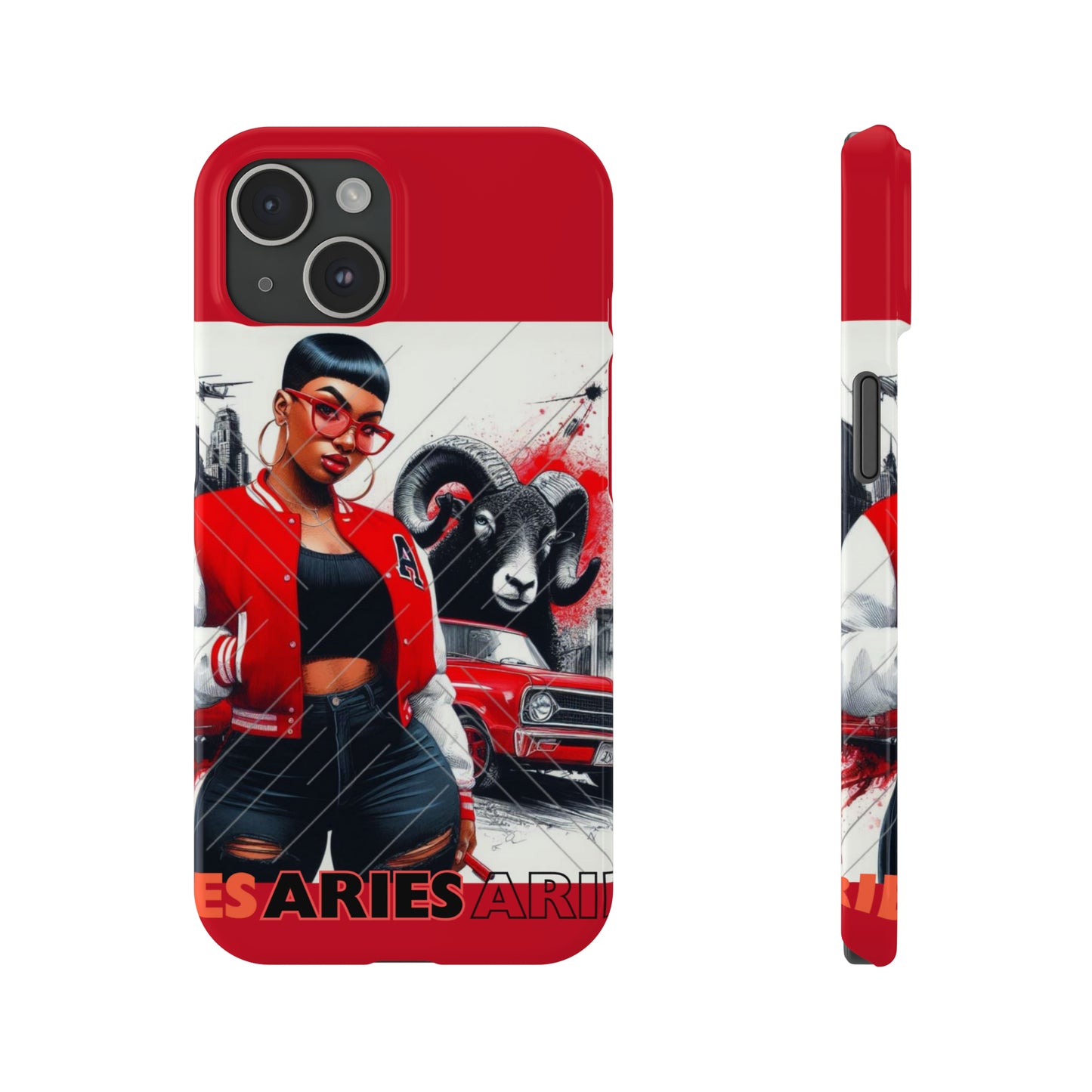 Aries Red Slim Phone Cases - iPhone 15 - Phone Case