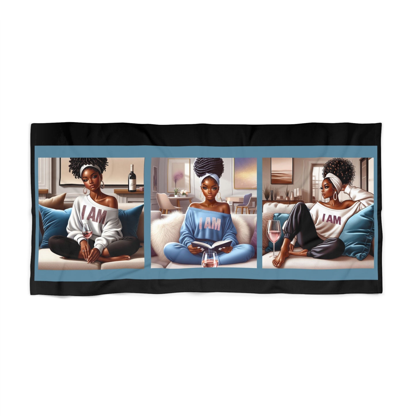 I am Trio blue Beach Towel - 30’ × 60’ - Home Decor