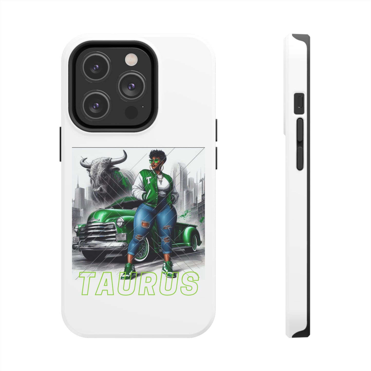 Taurus White Tough Phone Cases - iPhone 14 Pro - Phone Case