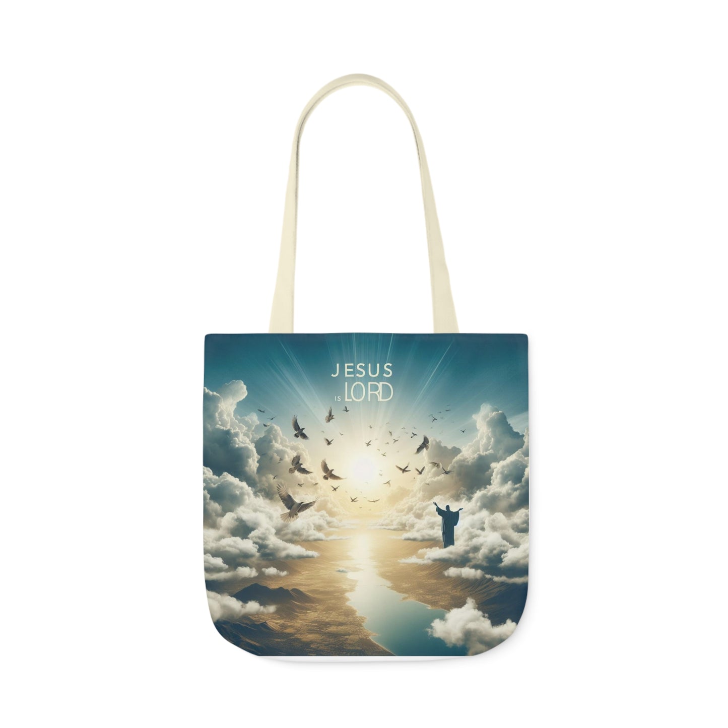 Jesus is Lord Canvas Tote Bag - 18’ × 18’’ / Beige - Accessories