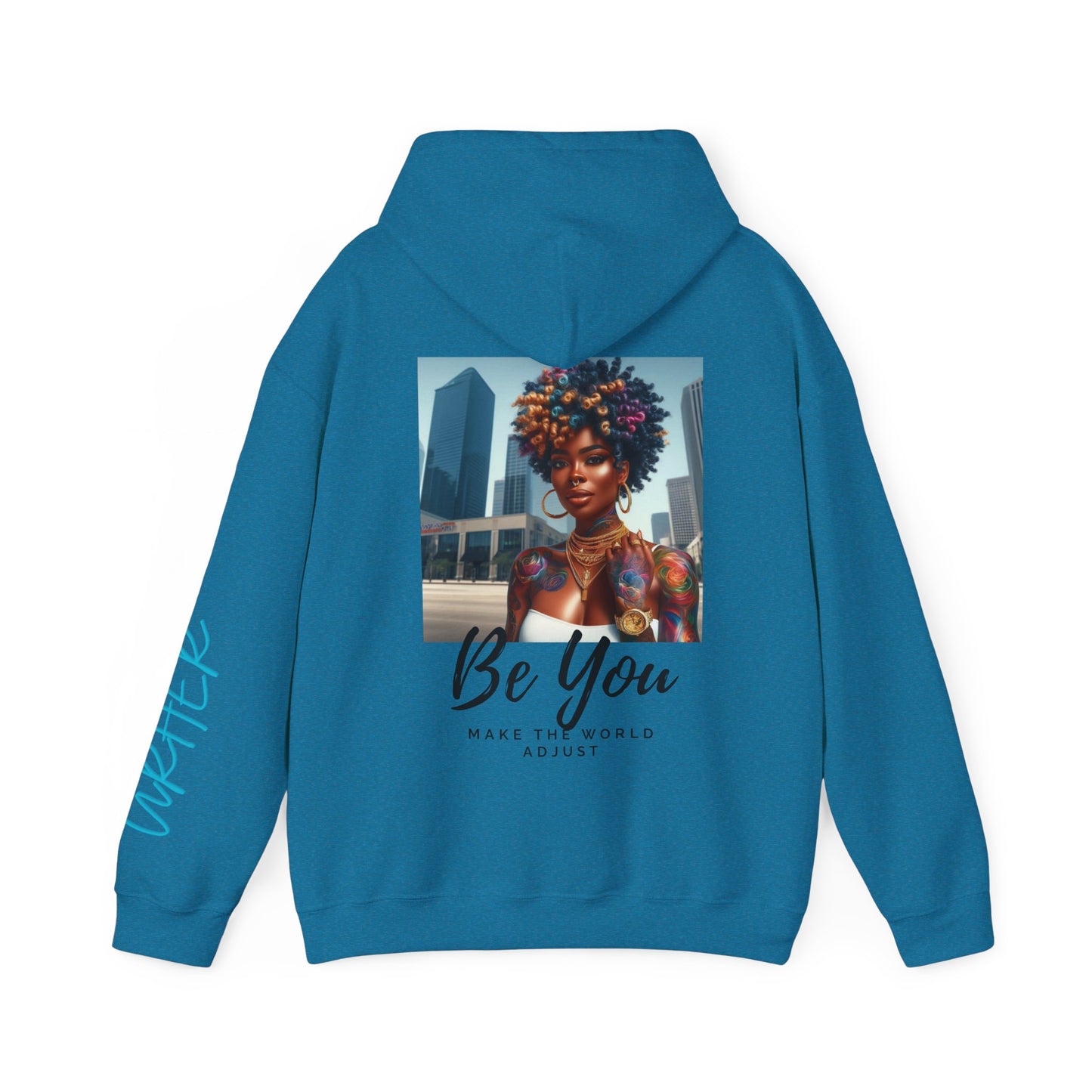 Be You Curly Unisex Heavy Blend Hoodie - Antique Sapphire / L - Hoodie