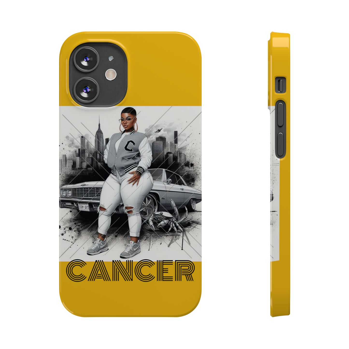 Cancer Yellow Slim Phone Cases - iPhone 12 Mini - Phone Case