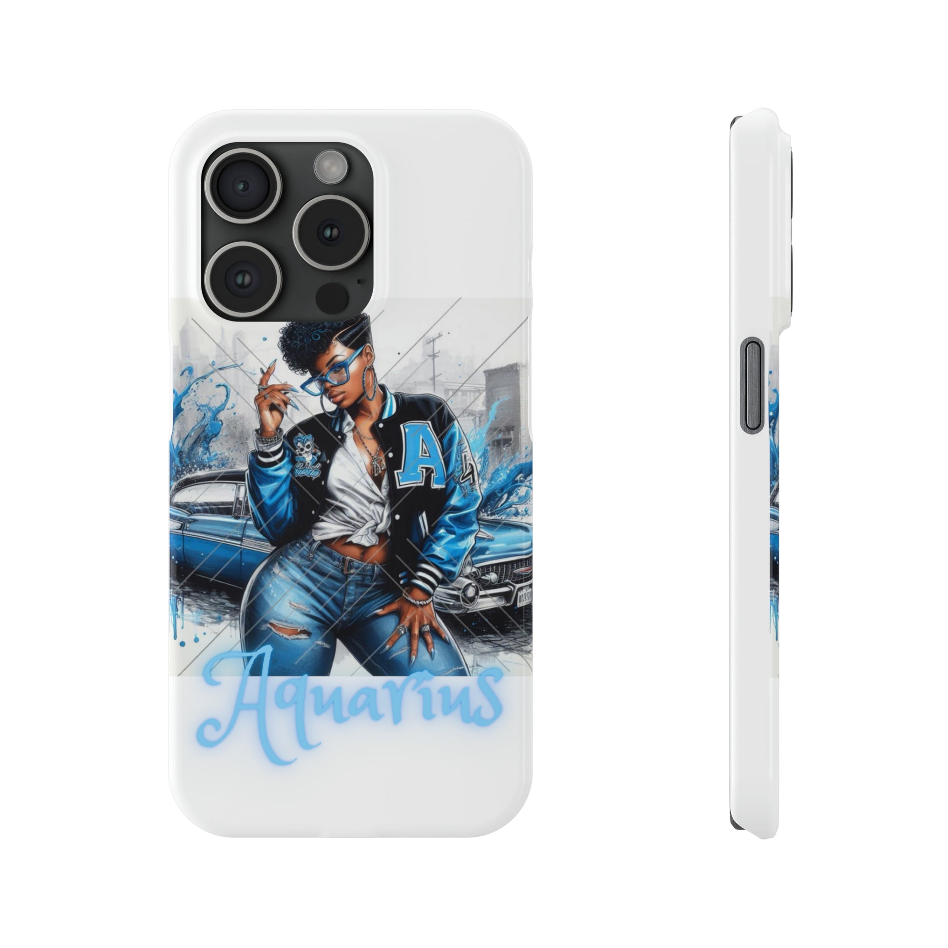 Aquarius white Slim Phone Cases - Phone Case