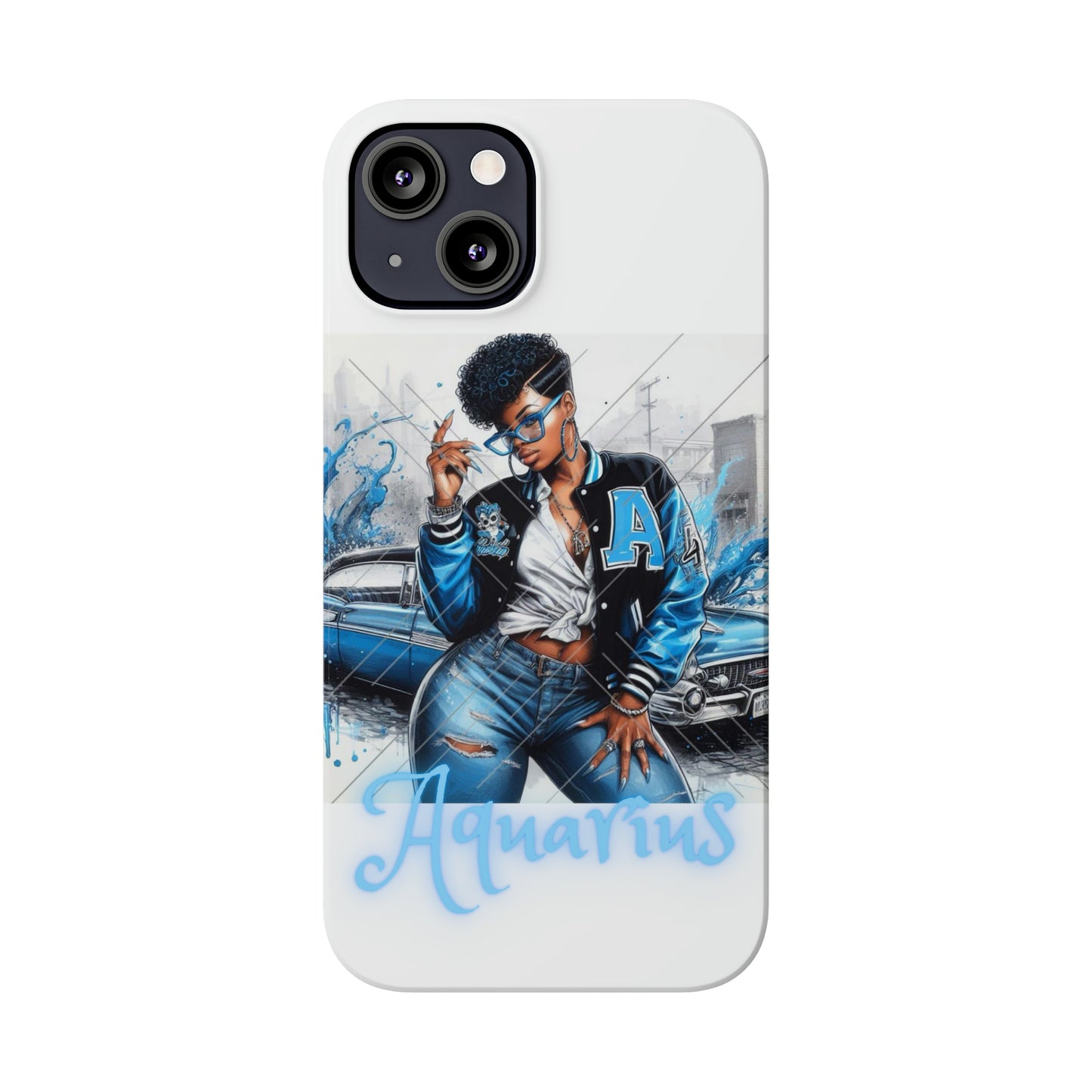 Aquarius white Slim Phone Cases - Phone Case