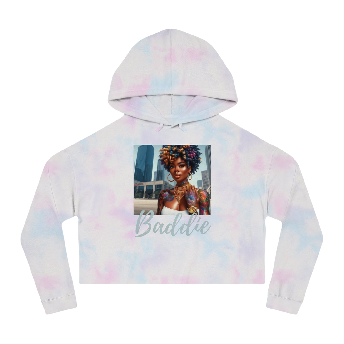 Be You Curly Cropped Hooded Sweatshirt - Tie-dye Cotton Candy / XS - Hoodie