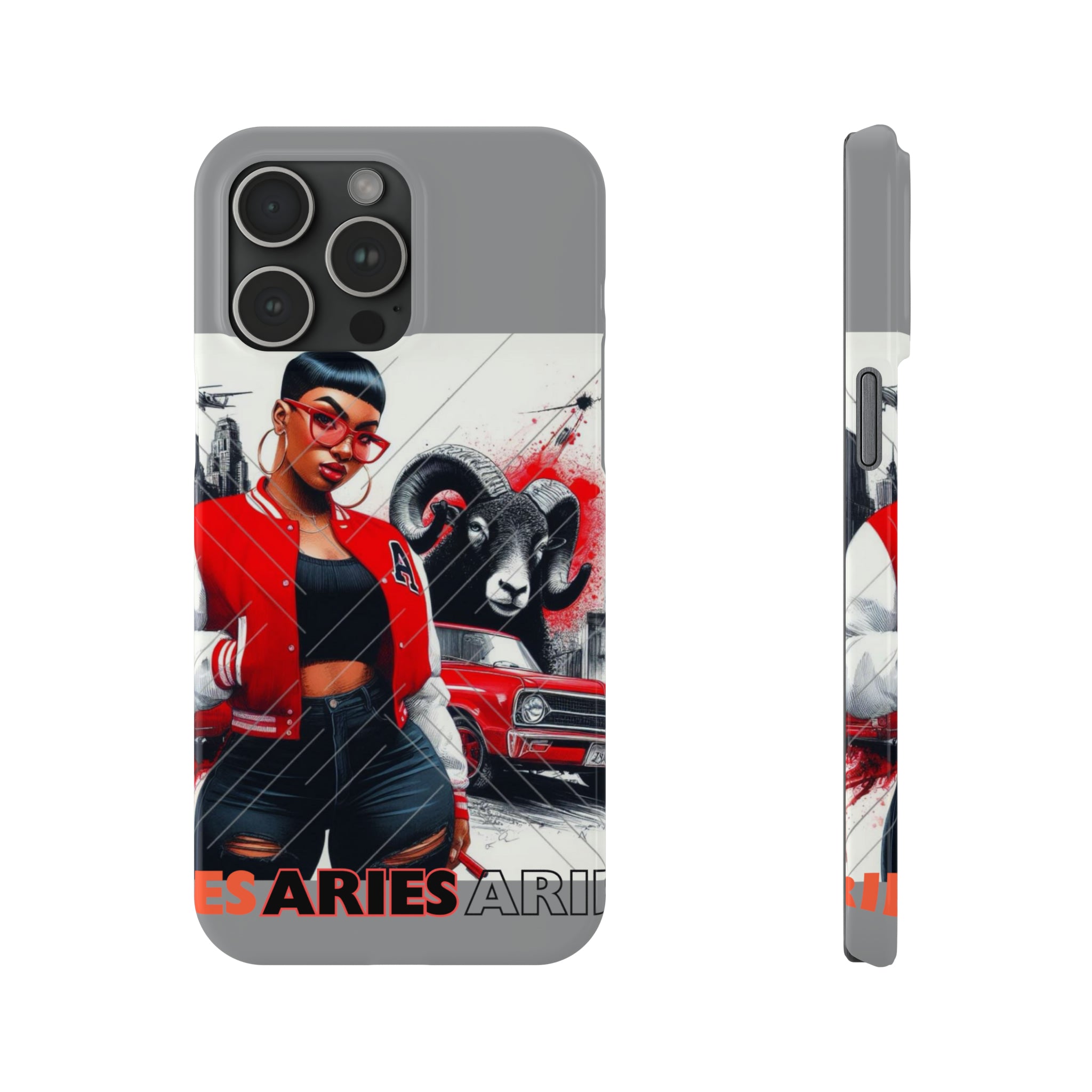 Aries Grey Slim Phone Cases - iPhone 15 Pro Max - Phone Case