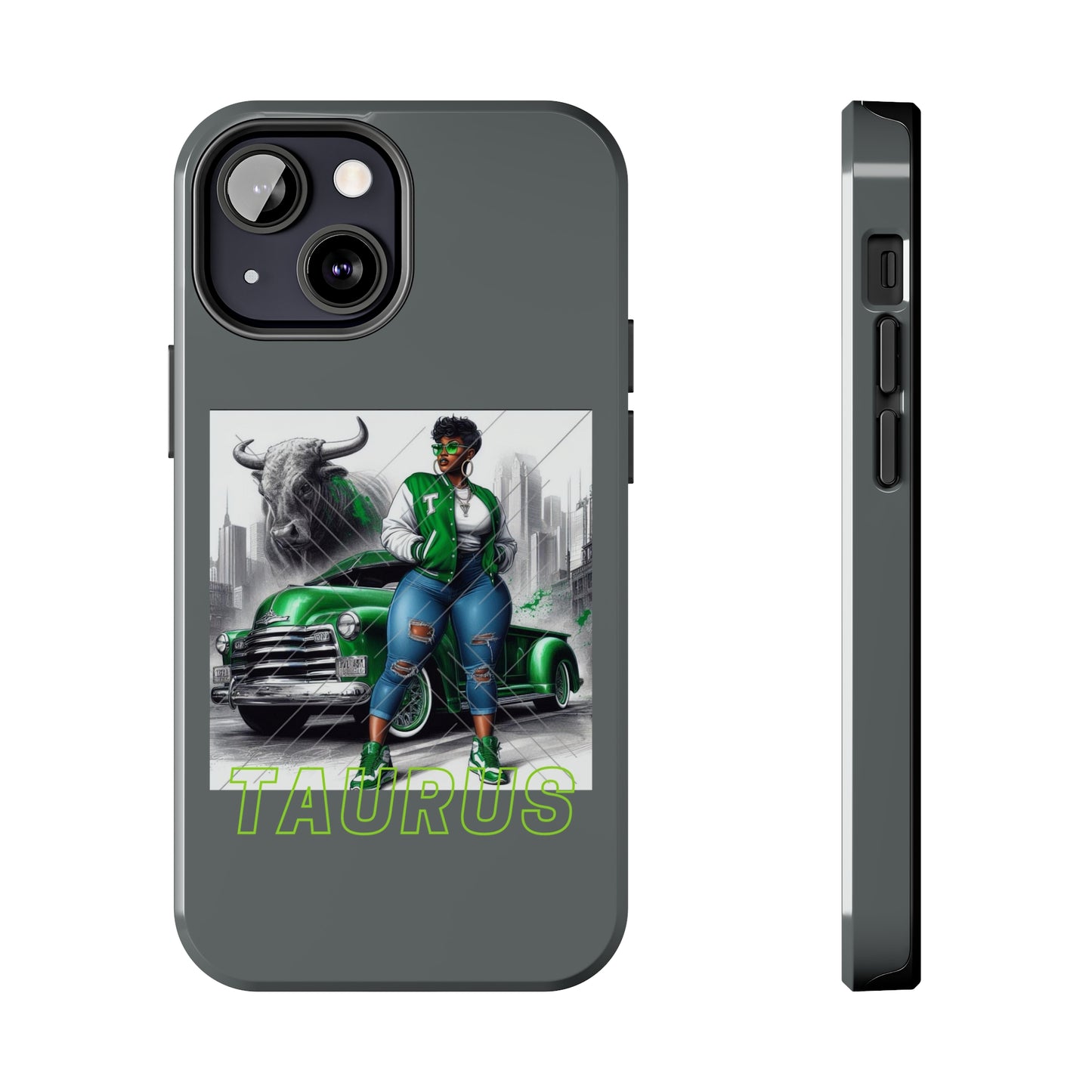 Taurus Grey Tough Phone Cases - iPhone 13 Mini - Phone Case